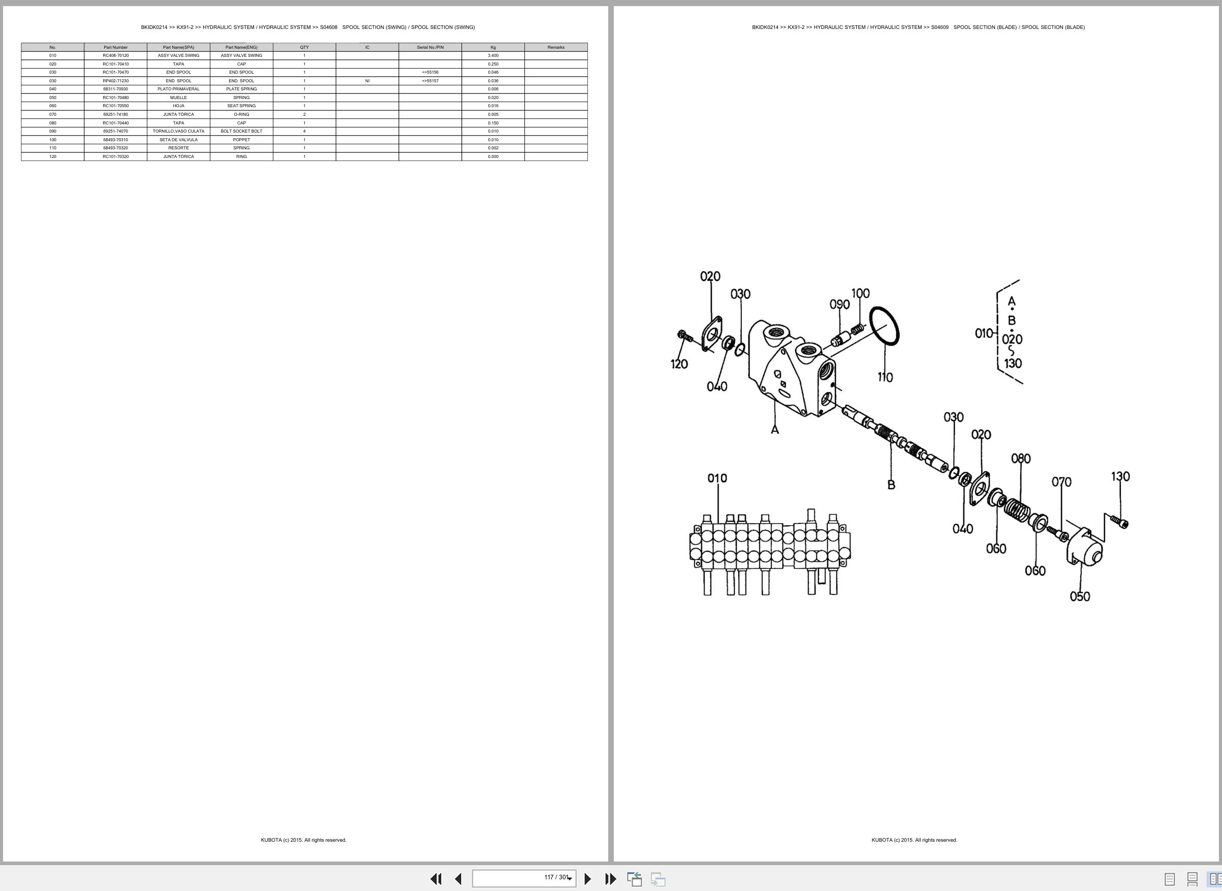 Kubota Excavator KX91 2 Spare Parts Catalog EN ES (2)