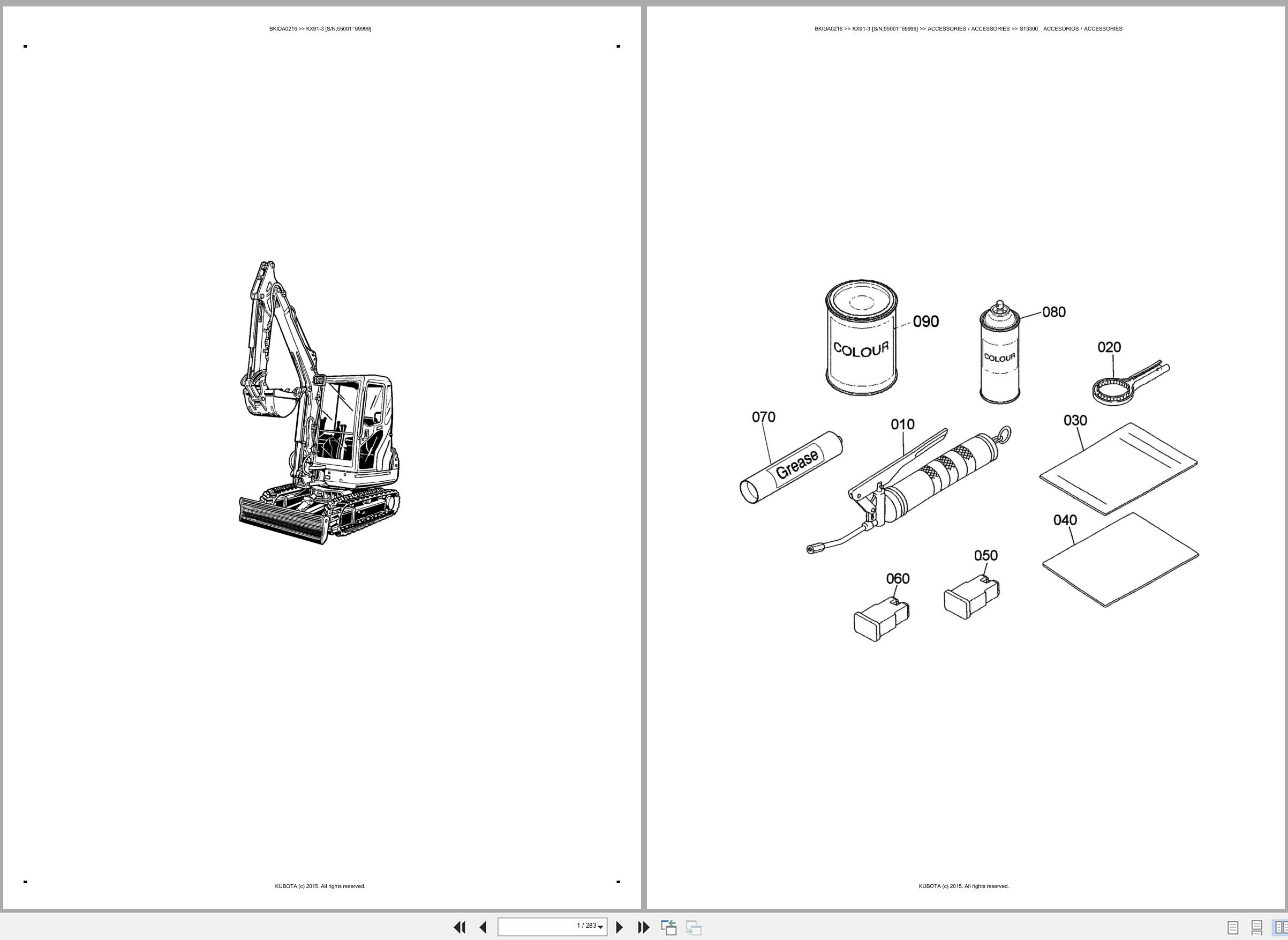 Kubota Excavator KX91 3 55001 69999 Spare Parts Catalog EN ES (1)