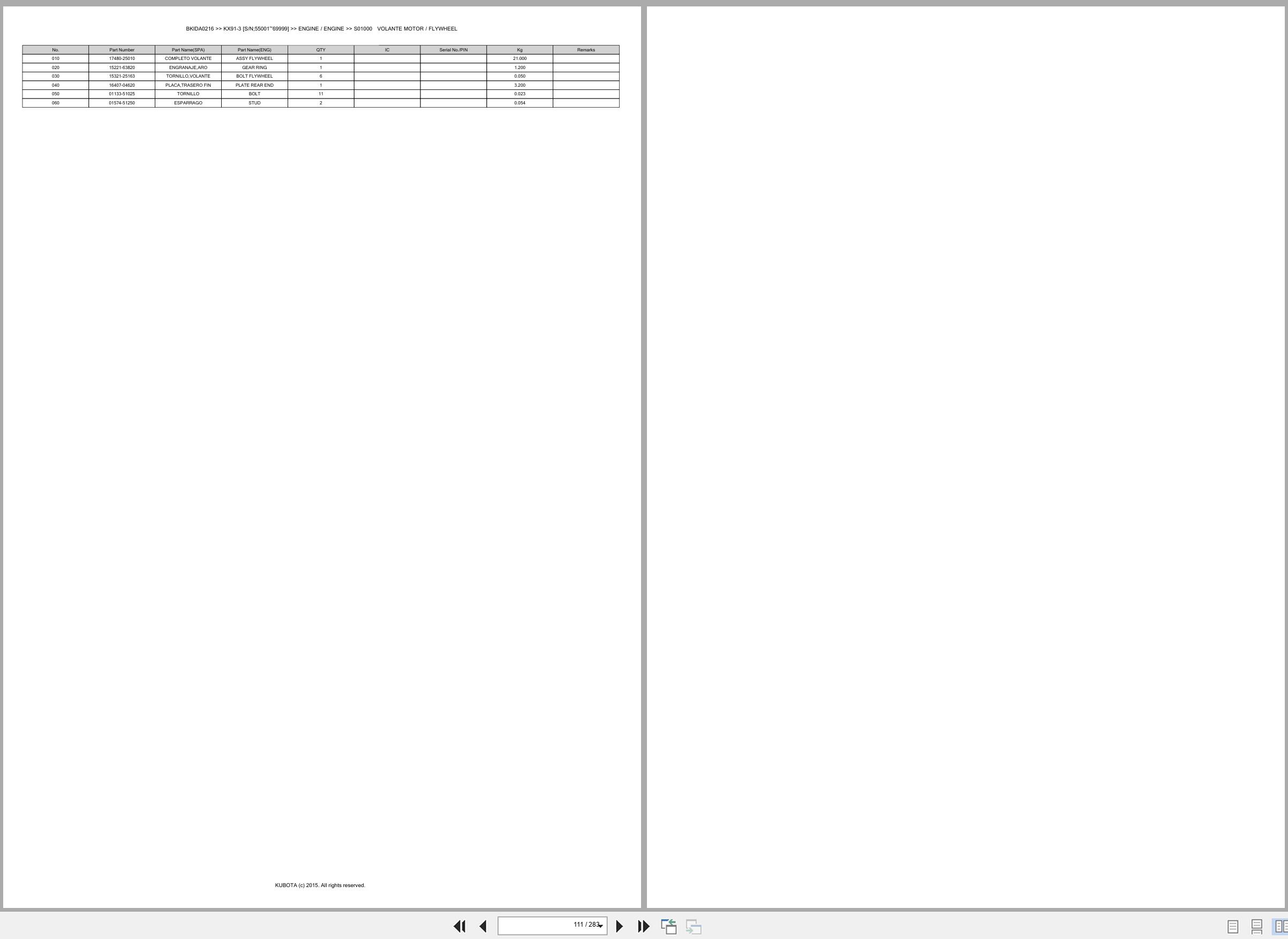 Kubota Excavator KX91 3 55001 69999 Spare Parts Catalog EN ES (2)