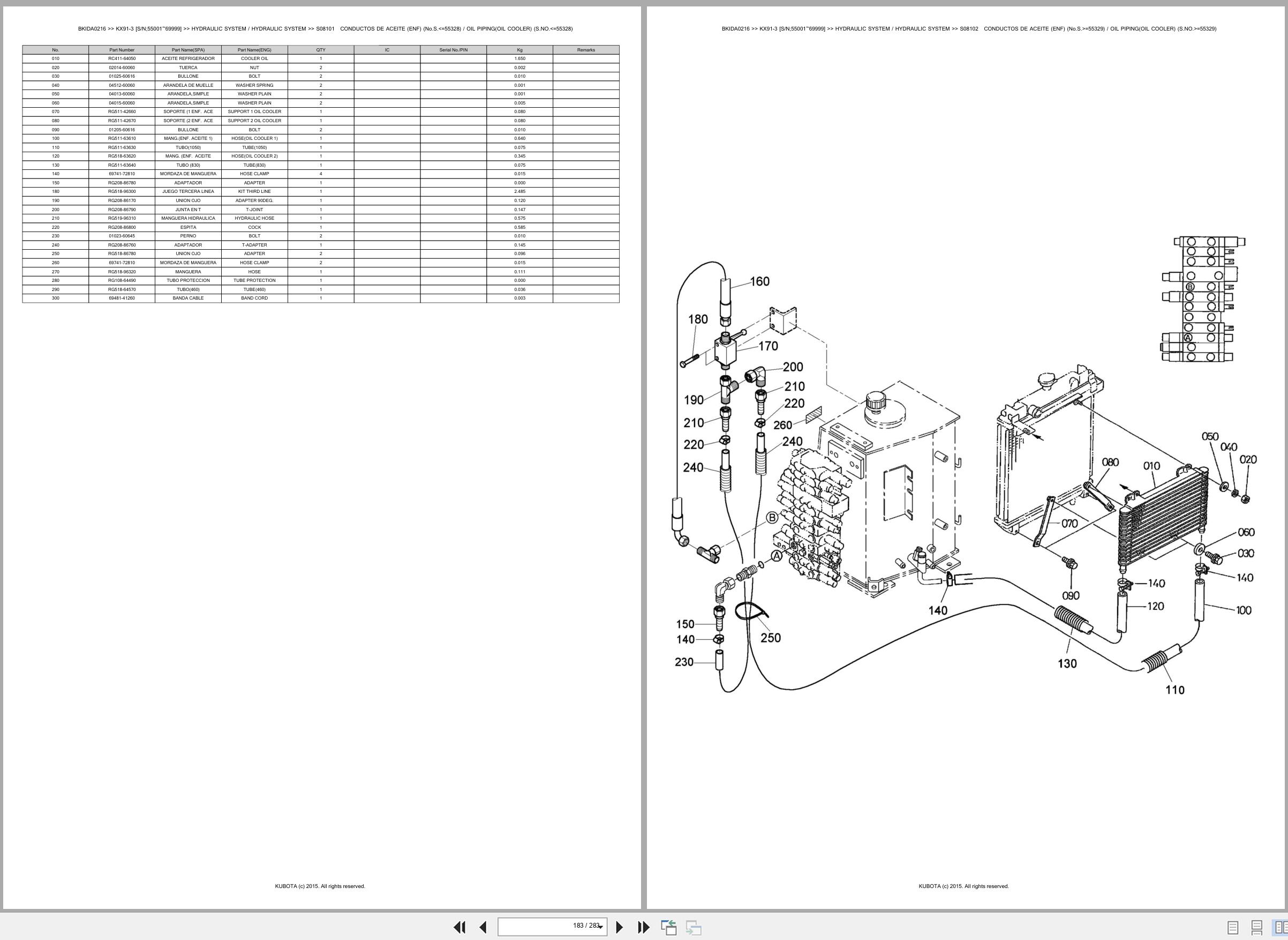 Kubota Excavator KX91 3 55001 69999 Spare Parts Catalog EN ES (3)