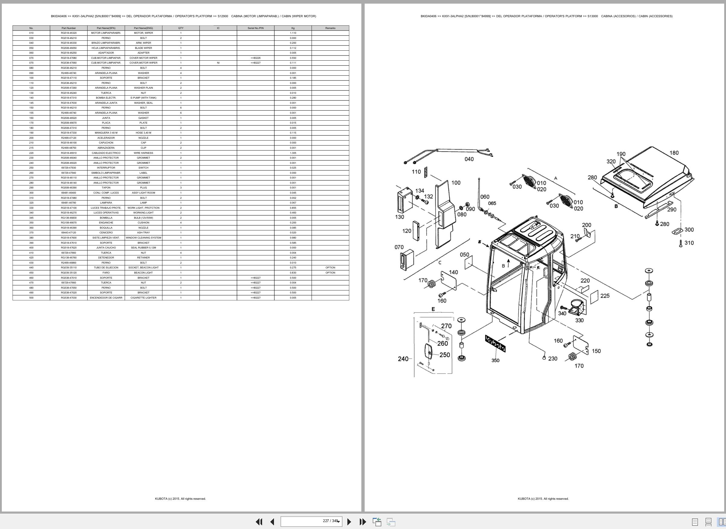 Kubota Excavator KX91 3ALPHA2 80001 84999 Spare Parts Catalog EN ES (3)