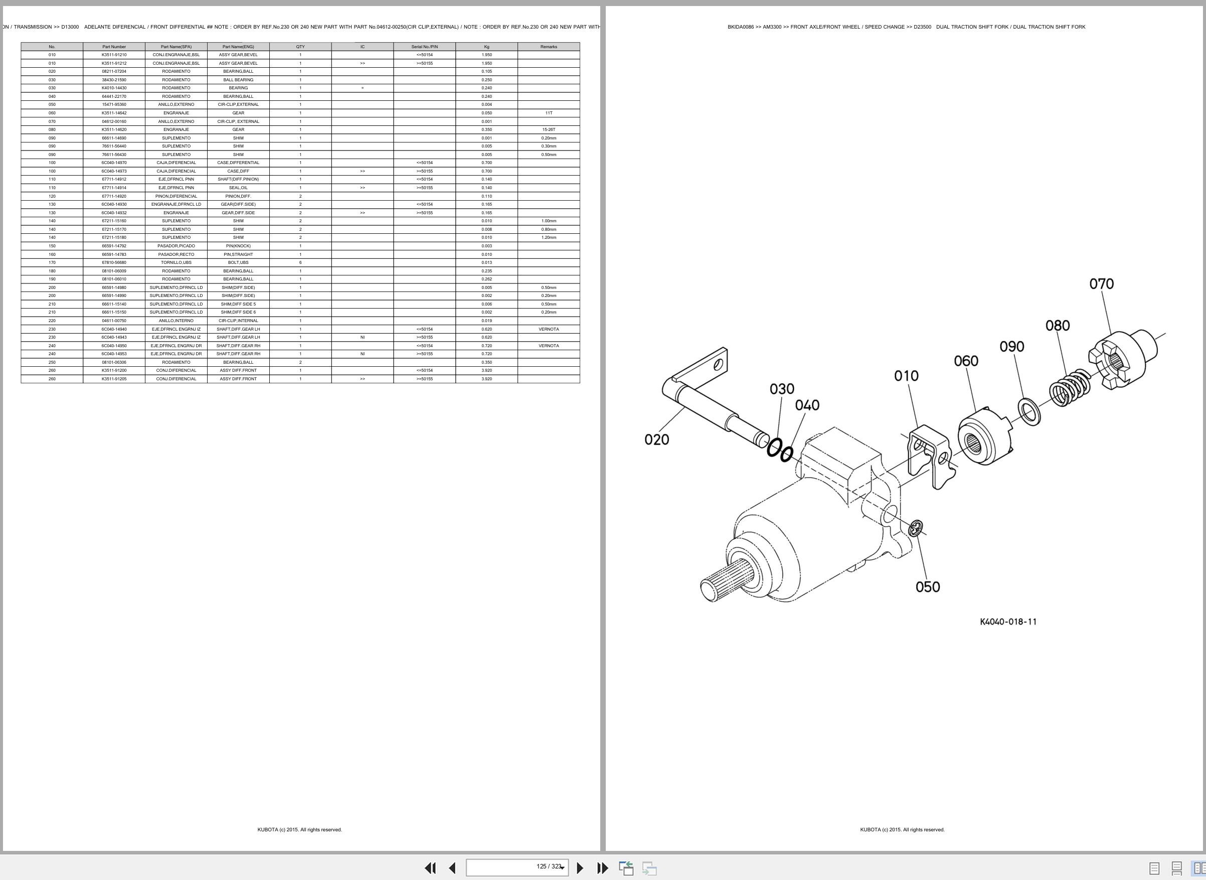 Kubota Front Mower AM3300 Spare Parts Catalog EN ES (2)
