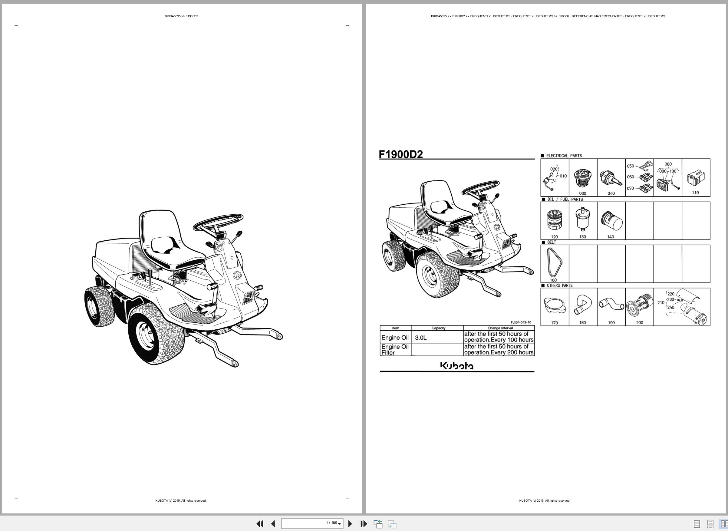 Kubota Front Mower F1900D2 Spare Parts Catalog EN ES (1)