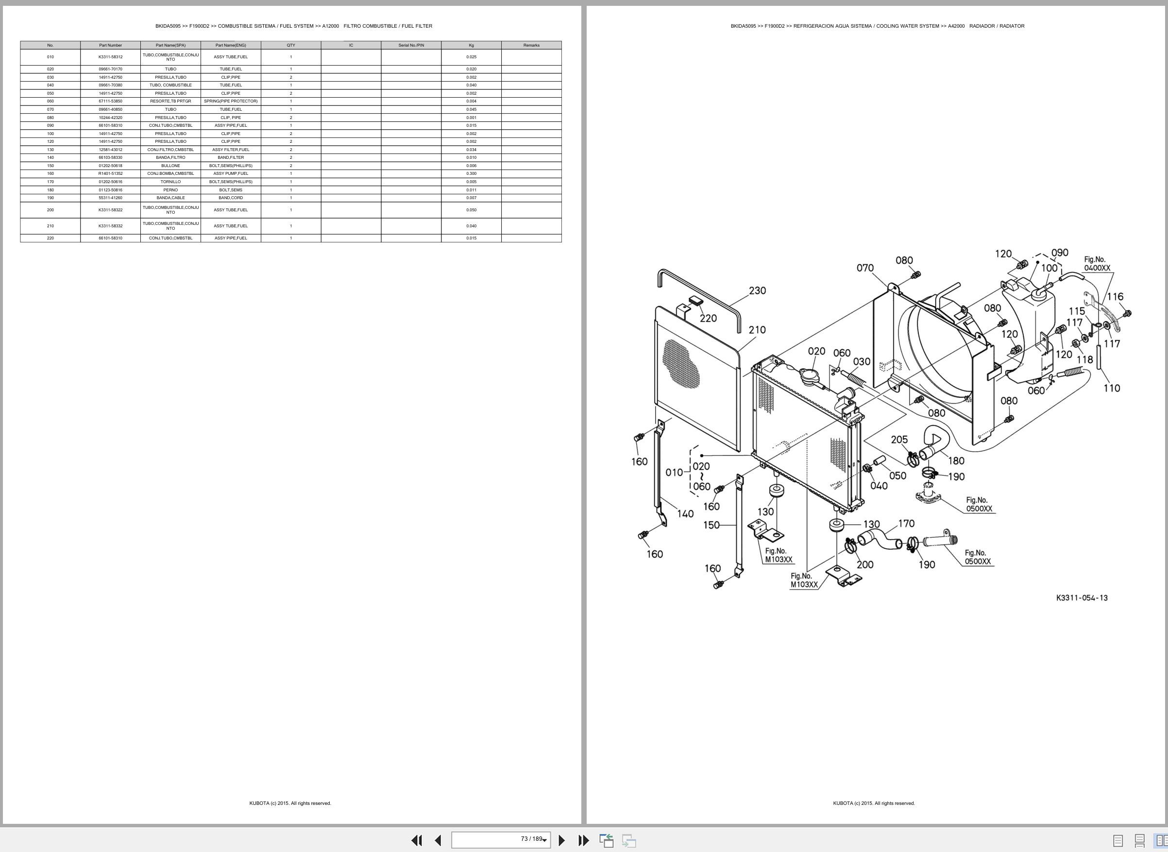 Kubota Front Mower F1900D2 Spare Parts Catalog EN ES (2)