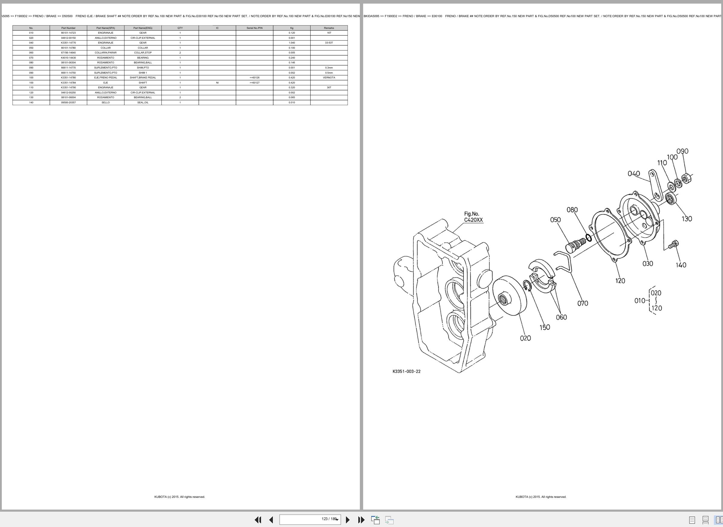 Kubota Front Mower F1900D2 Spare Parts Catalog EN ES (3)