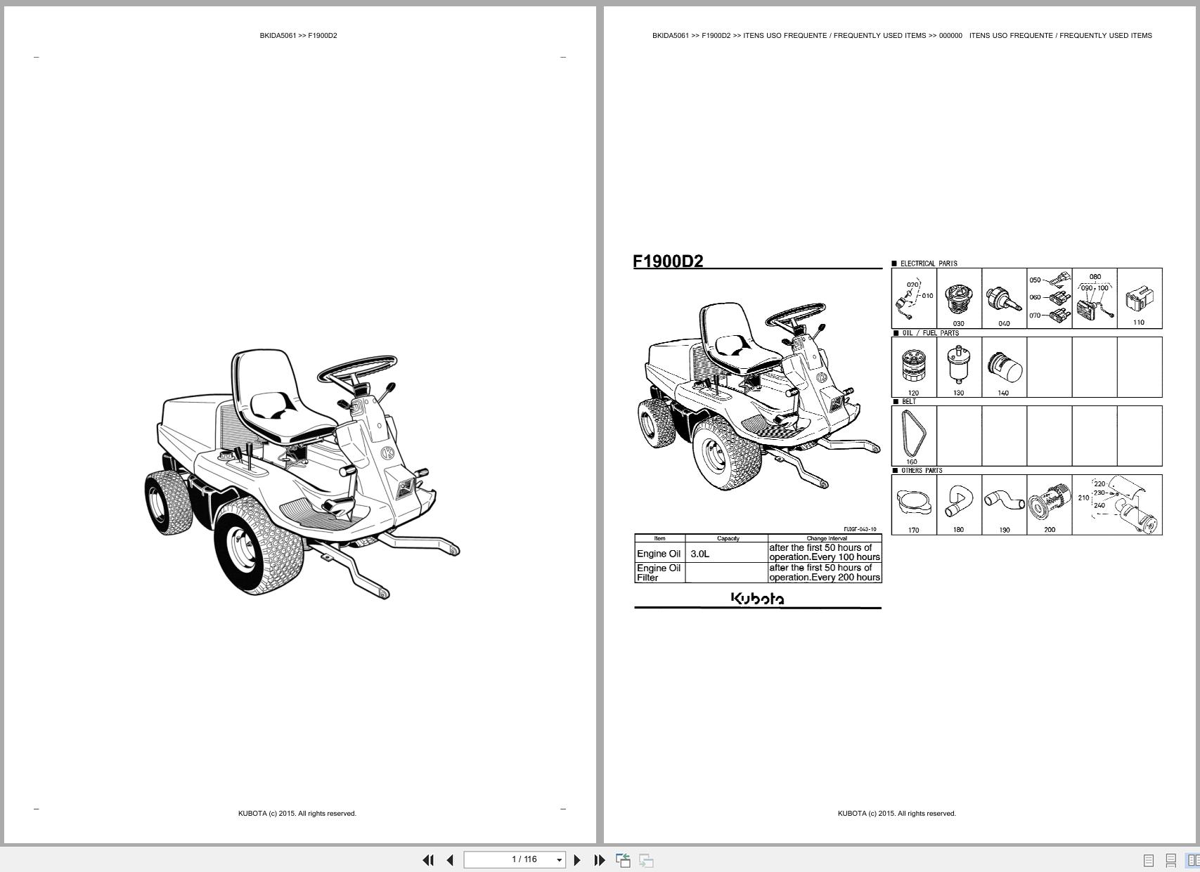 Kubota Front Mower F1900D2 Spare Parts Catalog EN PT (1)
