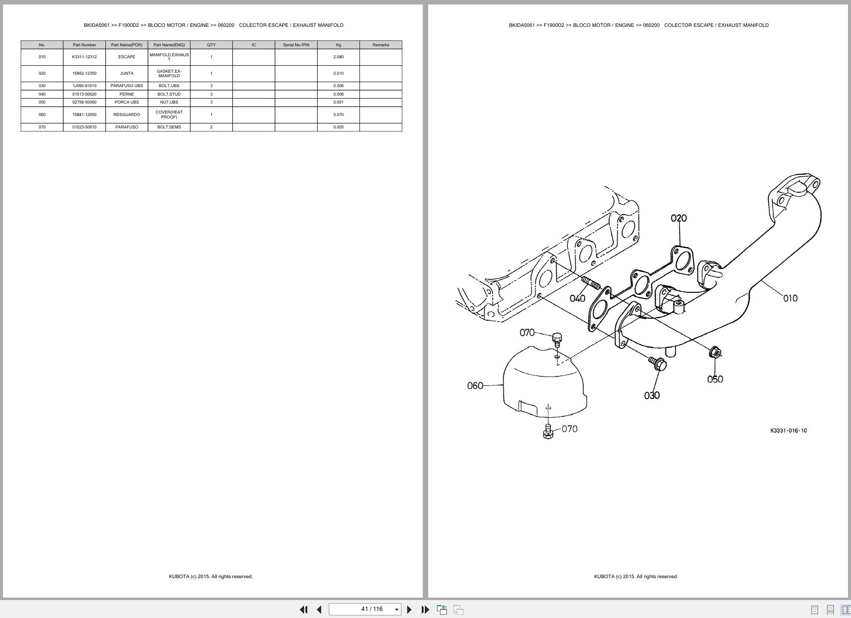 Kubota Front Mower F1900D2 Spare Parts Catalog EN PT (2)