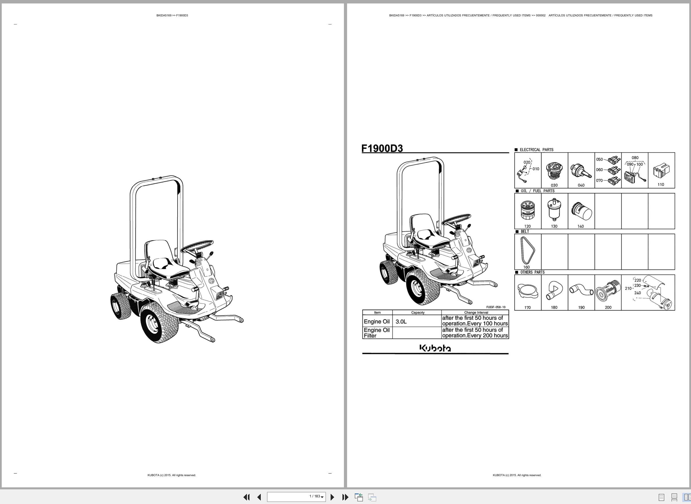 Kubota Front Mower F1900D3 Spare Parts Catalog EN ES (1)