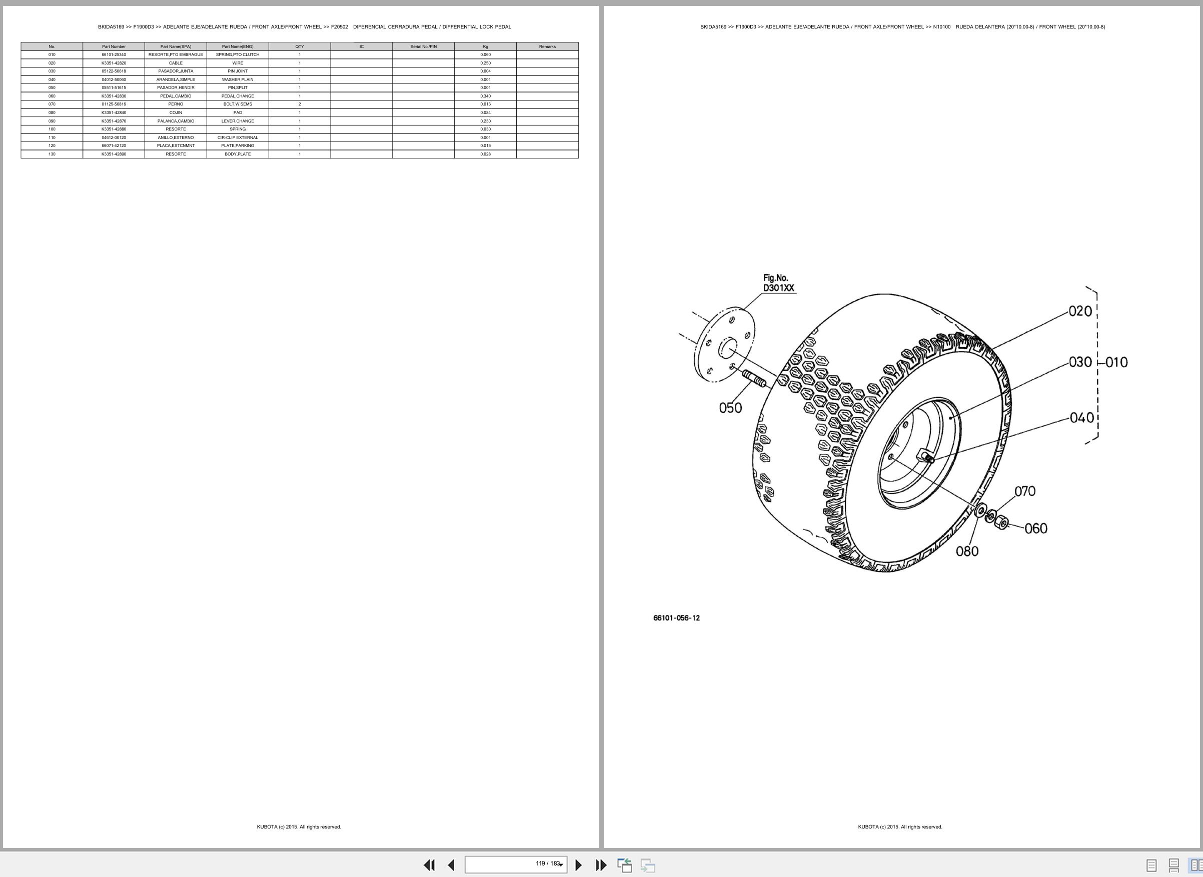 Kubota Front Mower F1900D3 Spare Parts Catalog EN ES (3)