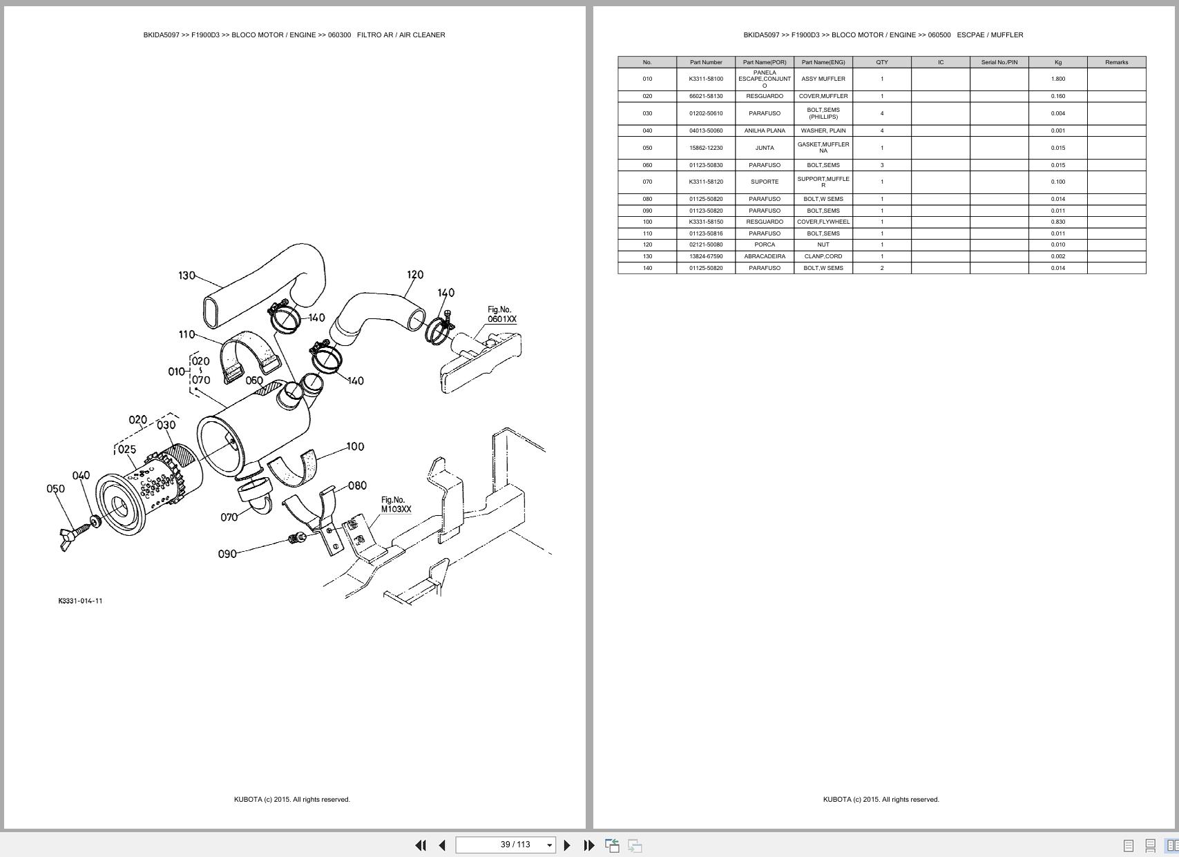 Kubota Front Mower F1900D3 Spare Parts Catalog EN PT (2)