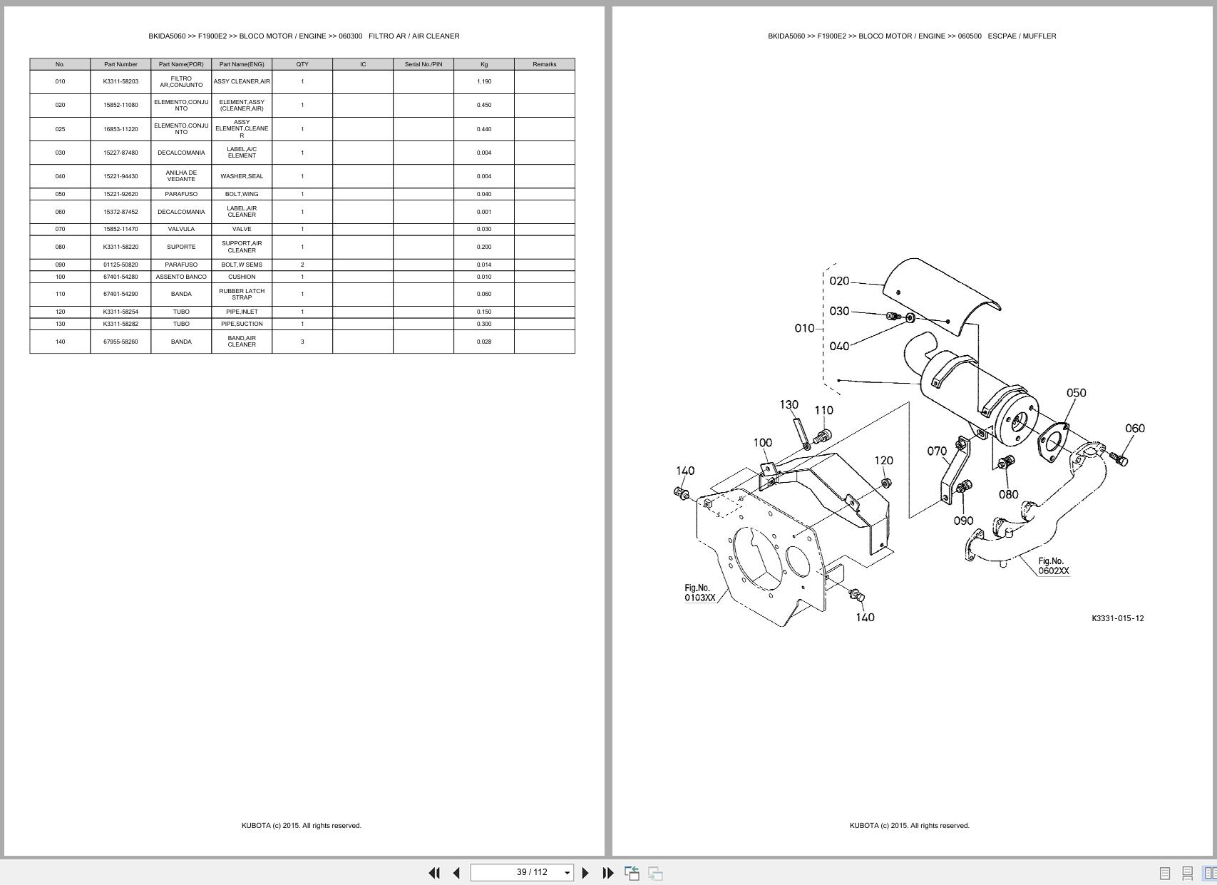Kubota Front Mower F1900E2 Spare Parts Catalog EN PT (2)