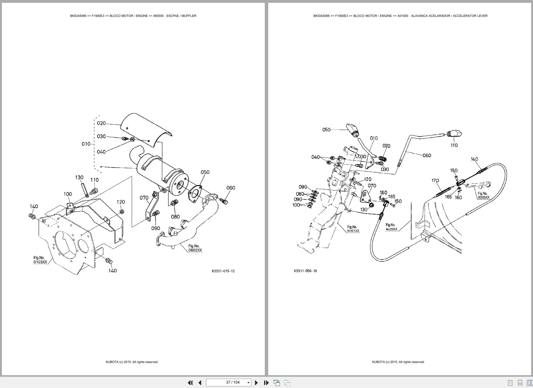 Kubota Front Mower F1900E3 Spare Parts Catalog EN PT (2)