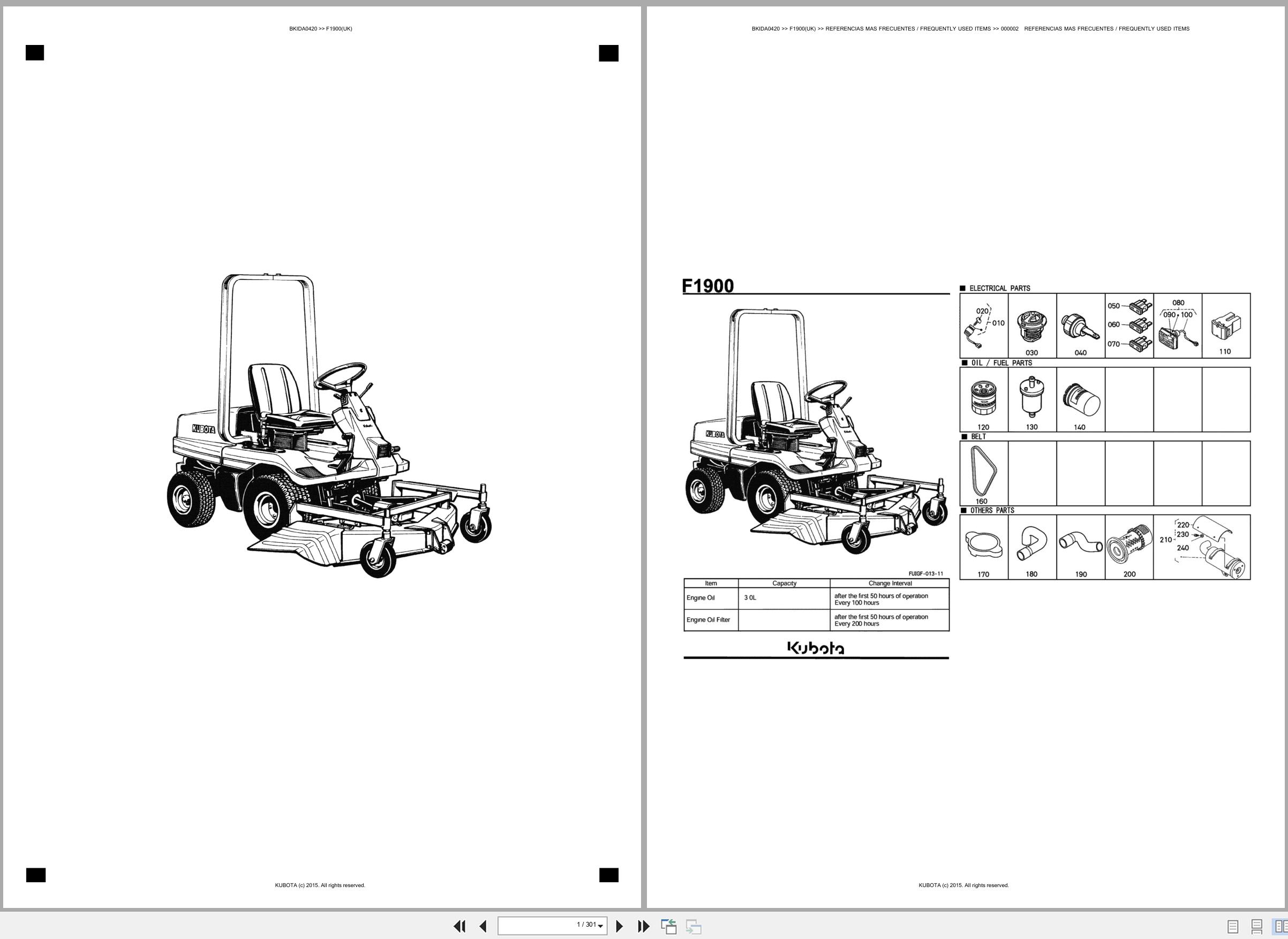 Kubota Front Mower F1900UK Spare Parts Catalog EN ES (1)