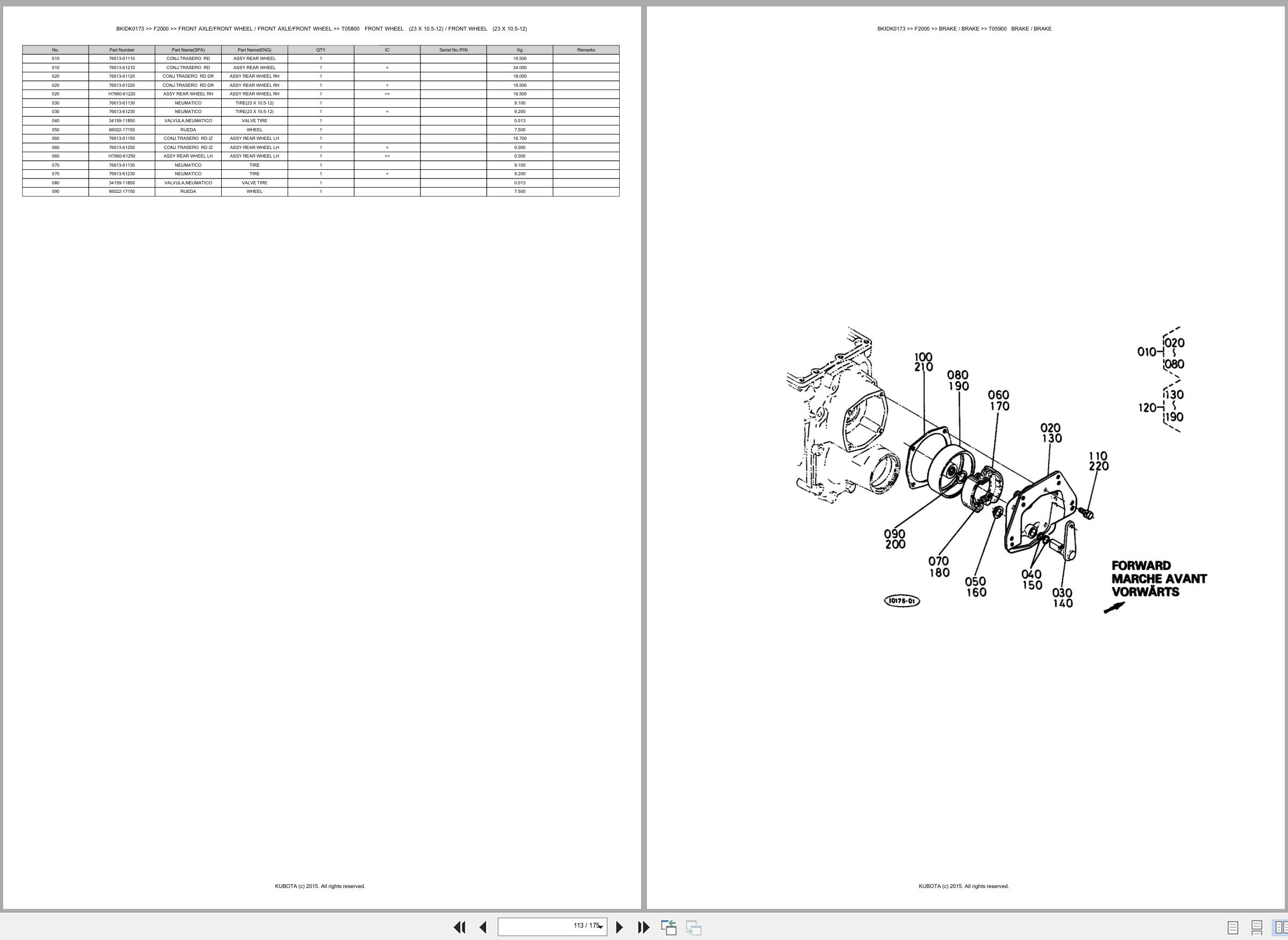 Kubota Front Mower F2000 Spare Parts Catalog EN ES (3)
