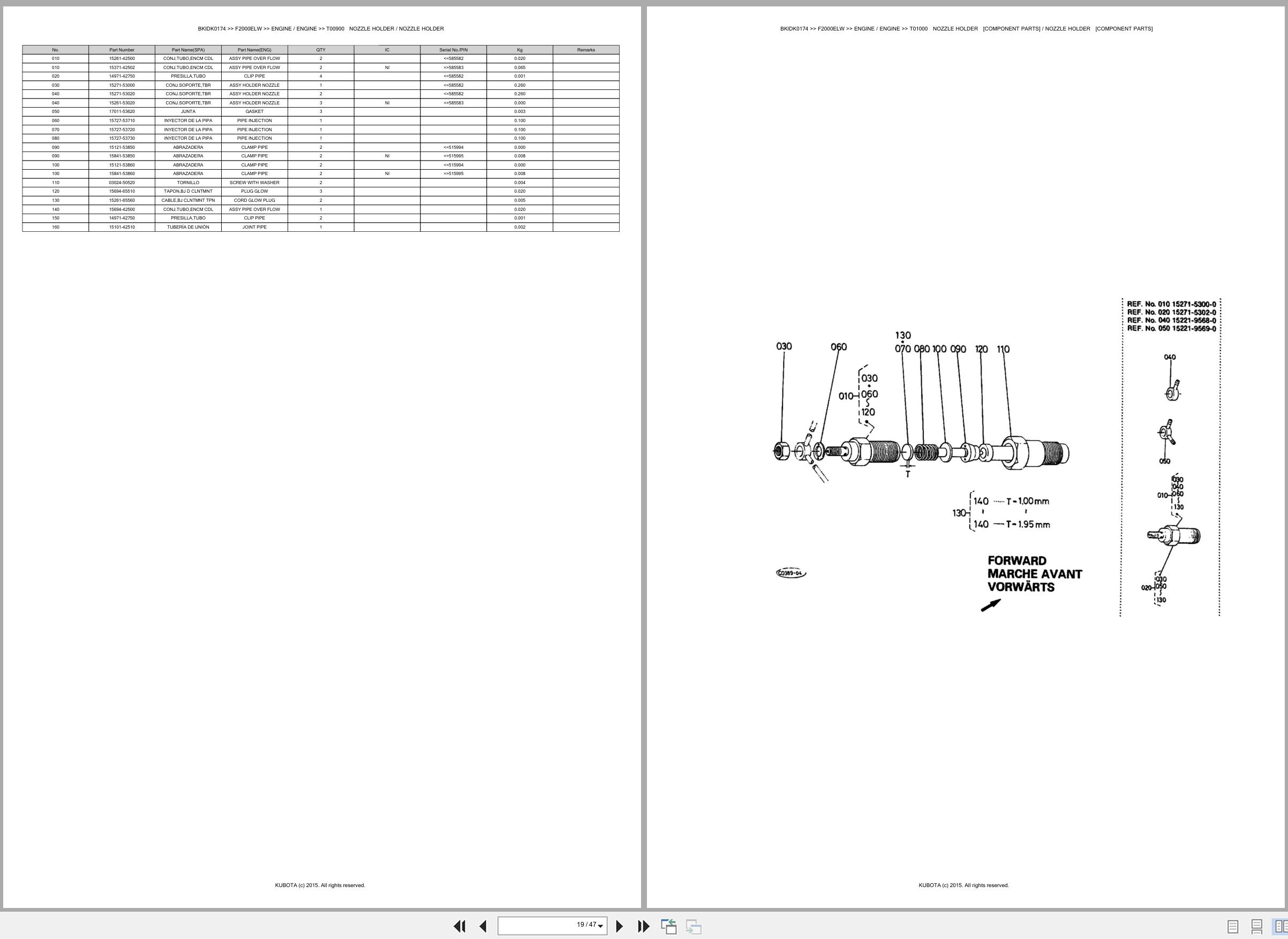 Kubota Front Mower F2000ELW Spare Parts Catalog EN ES (2)