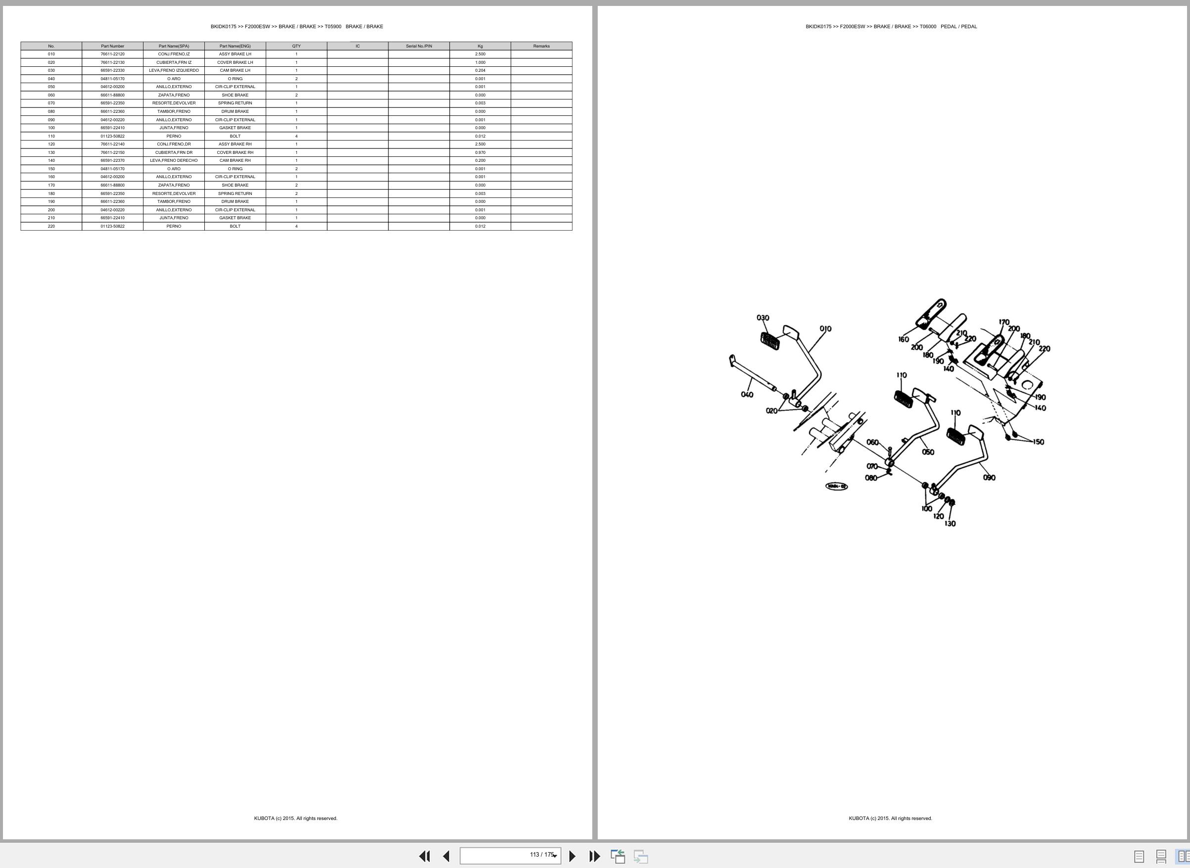 Kubota Front Mower F2000ESW Spare Parts Catalog EN ES (3)