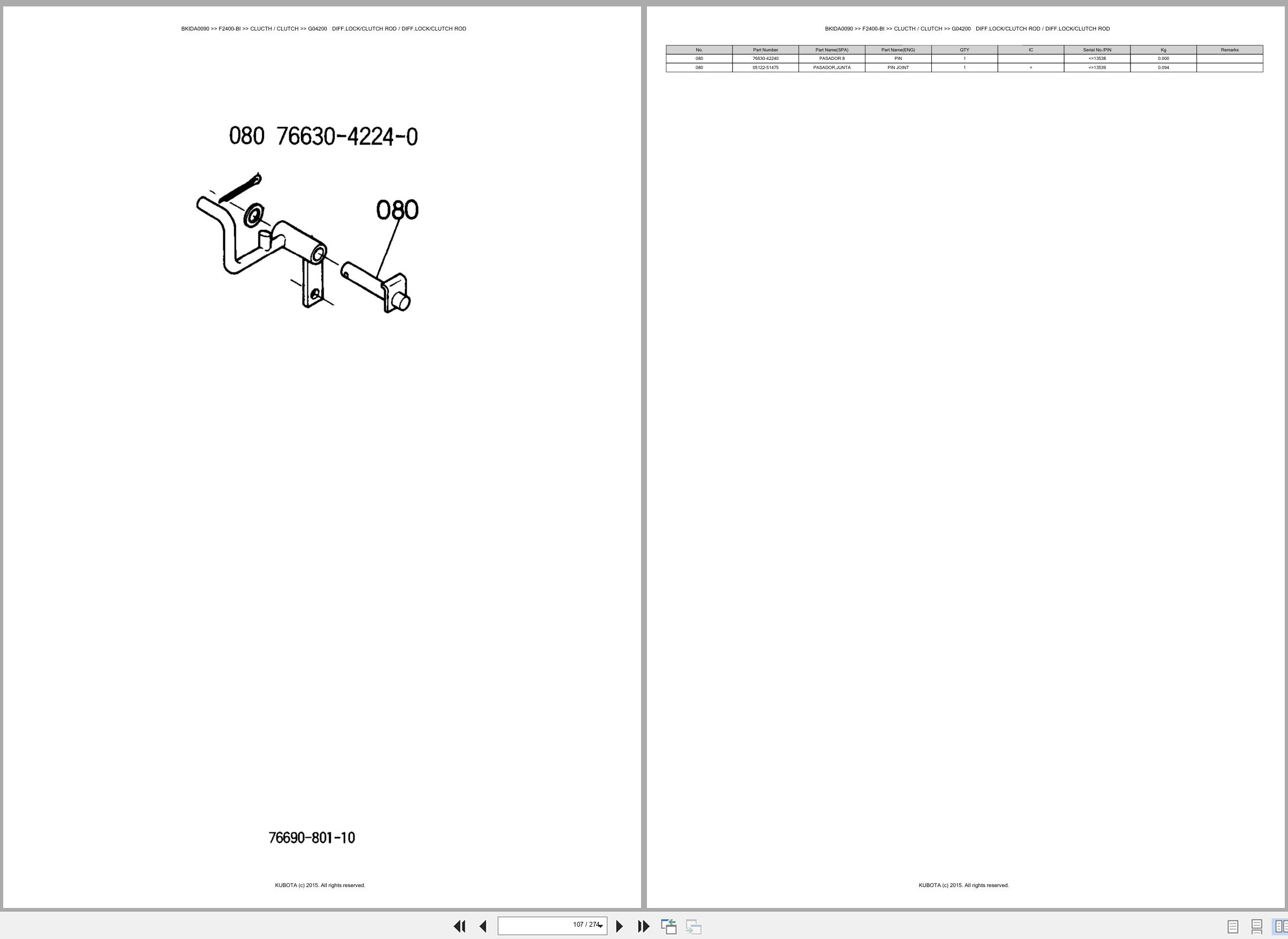 Kubota Front Mower F2400 BI Spare Parts Catalog EN ES (2)