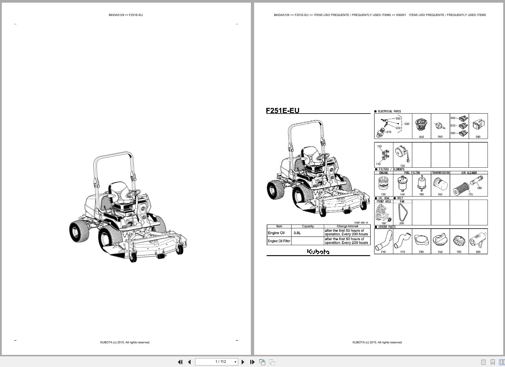 Kubota Front Mower F251E EU Spare Parts Catalog EN PT (1)