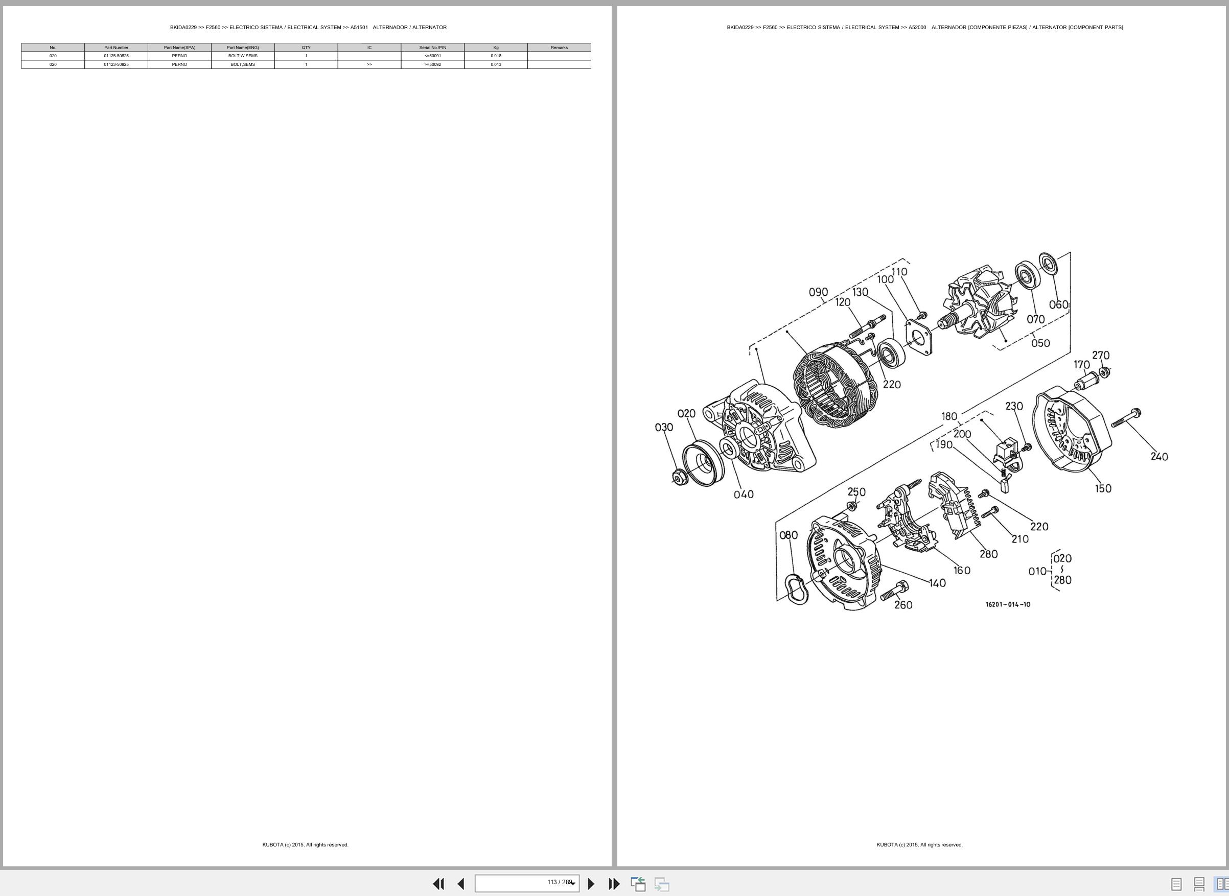 Kubota Front Mower F2560 Spare Parts Catalog EN ES (2)