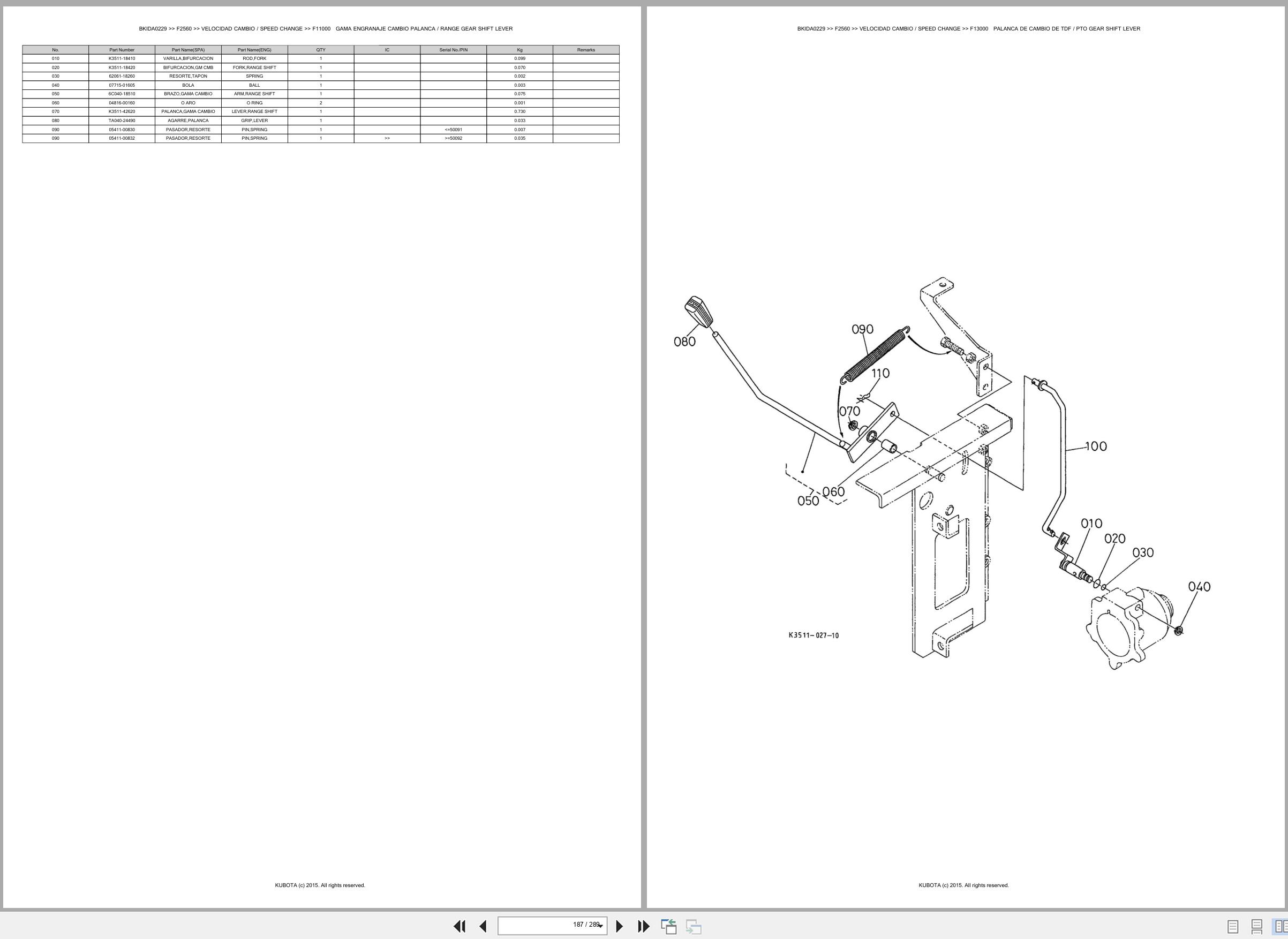 Kubota Front Mower F2560 Spare Parts Catalog EN ES (3)