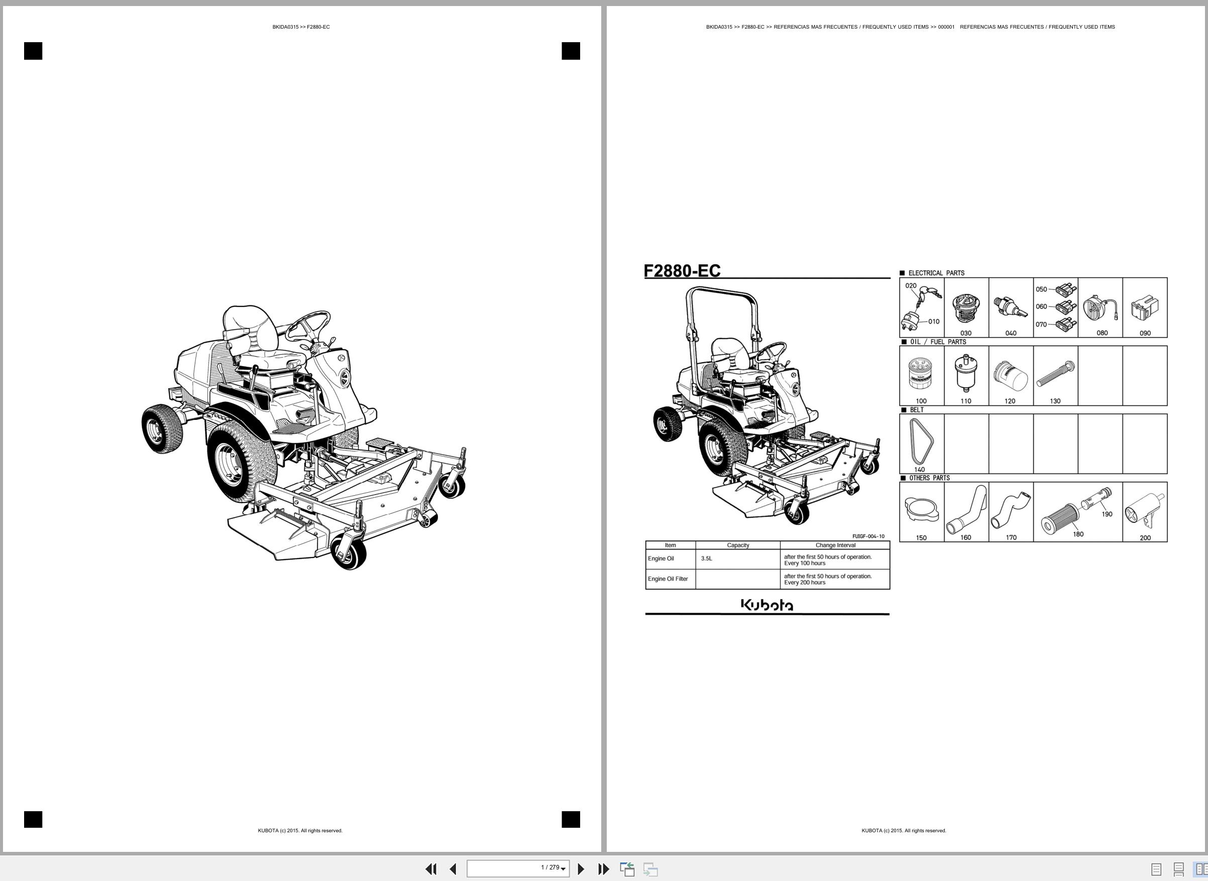 Kubota Front Mower F2880 EC Spare Parts Catalog EN ES (1)