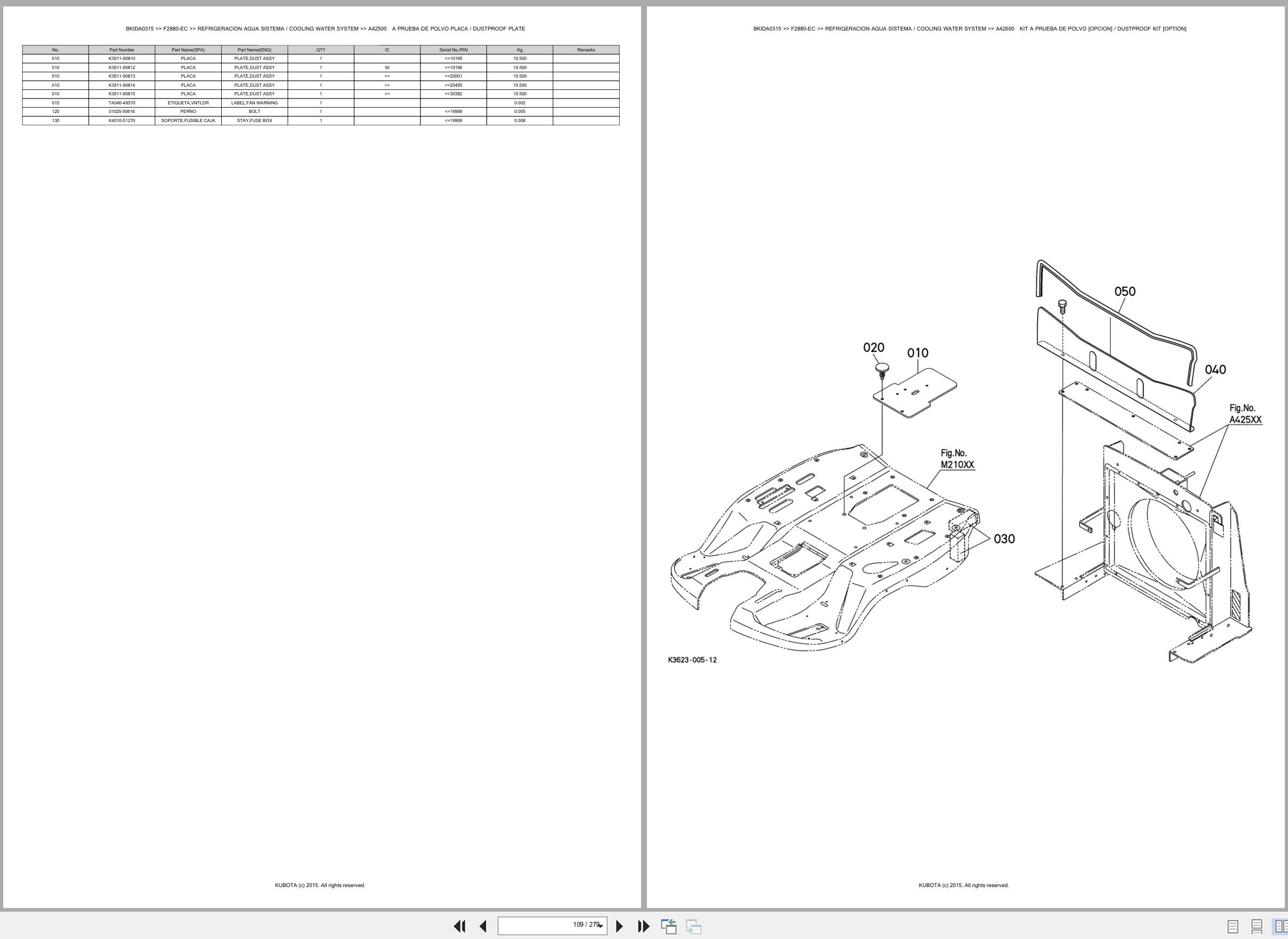 Kubota Front Mower F2880 EC Spare Parts Catalog EN ES (2)