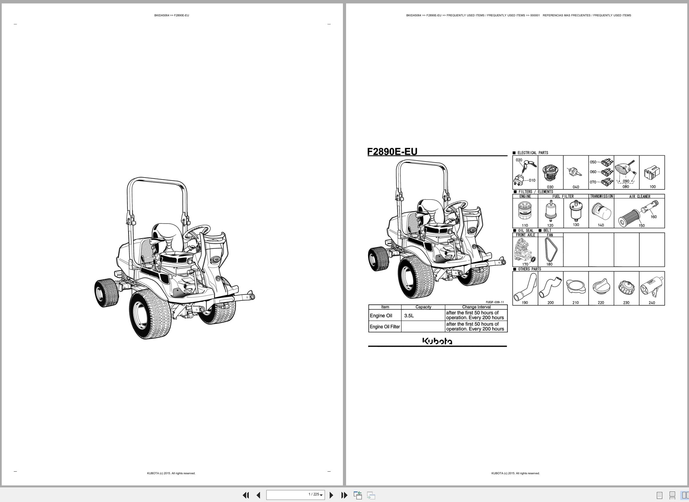 Kubota Front Mower F2890E EU Spare Parts Catalog EN ES (1)