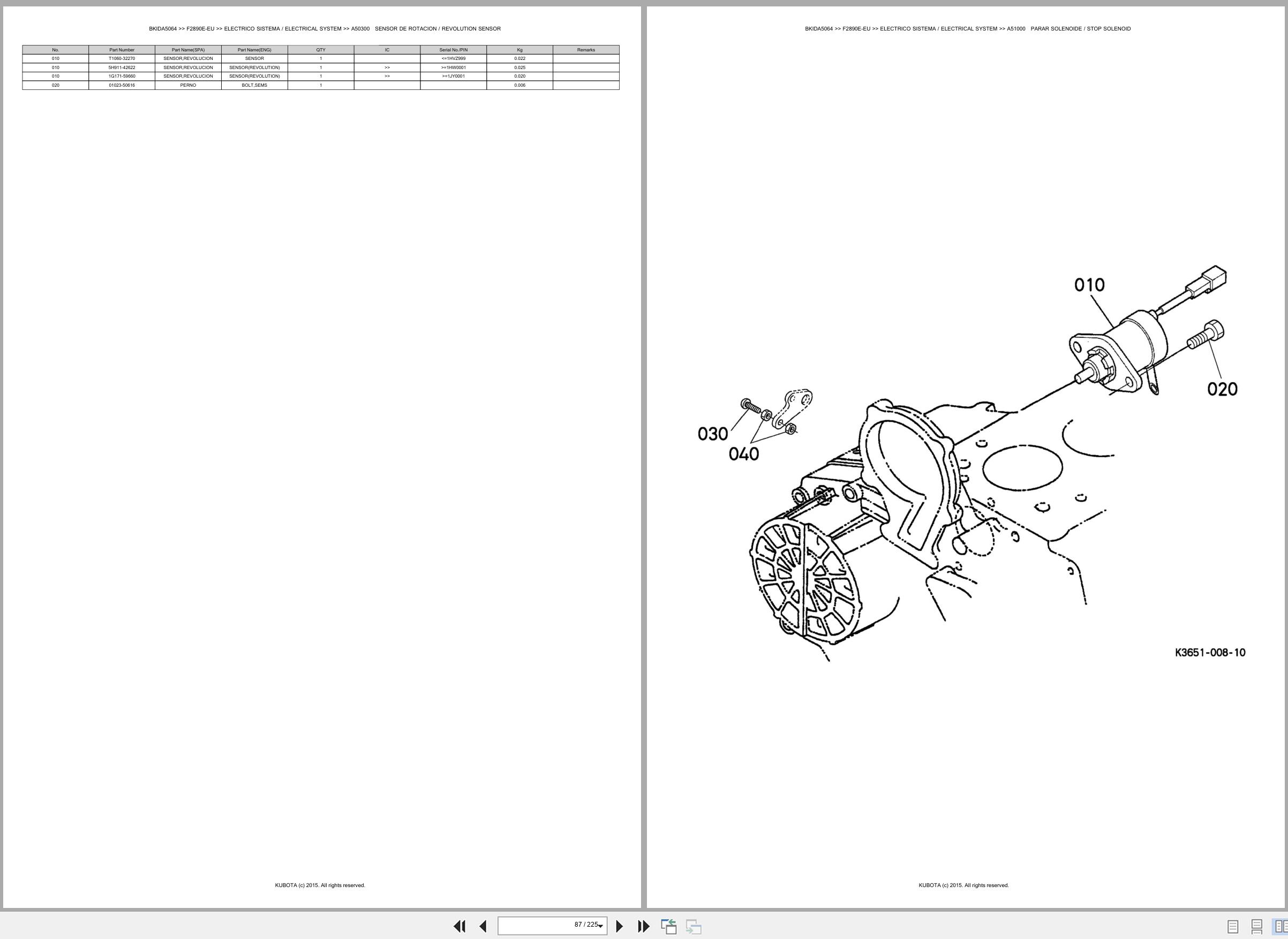 Kubota Front Mower F2890E EU Spare Parts Catalog EN ES (2)