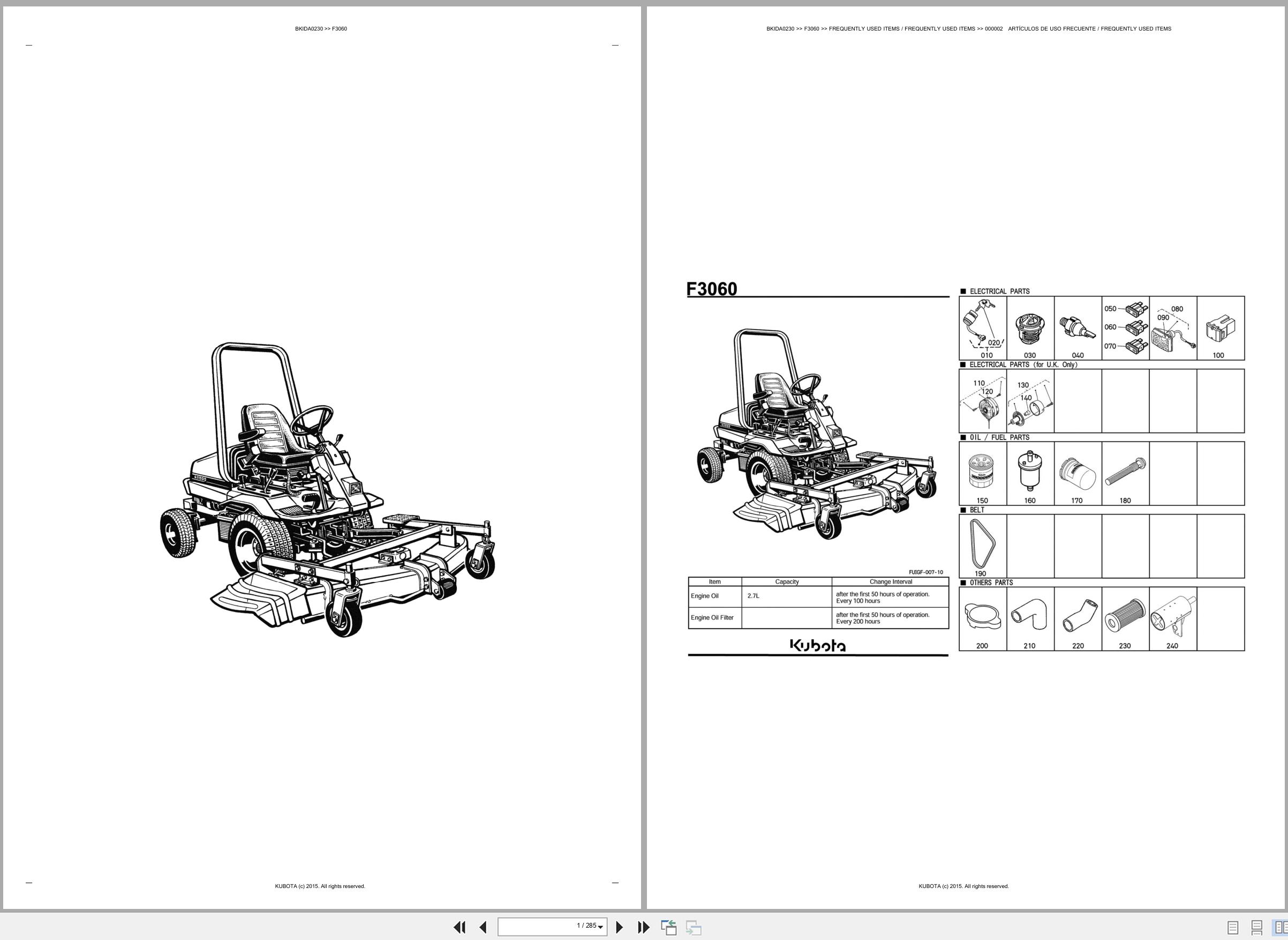Kubota Front Mower F3060 Spare Parts Catalog EN ES (1)
