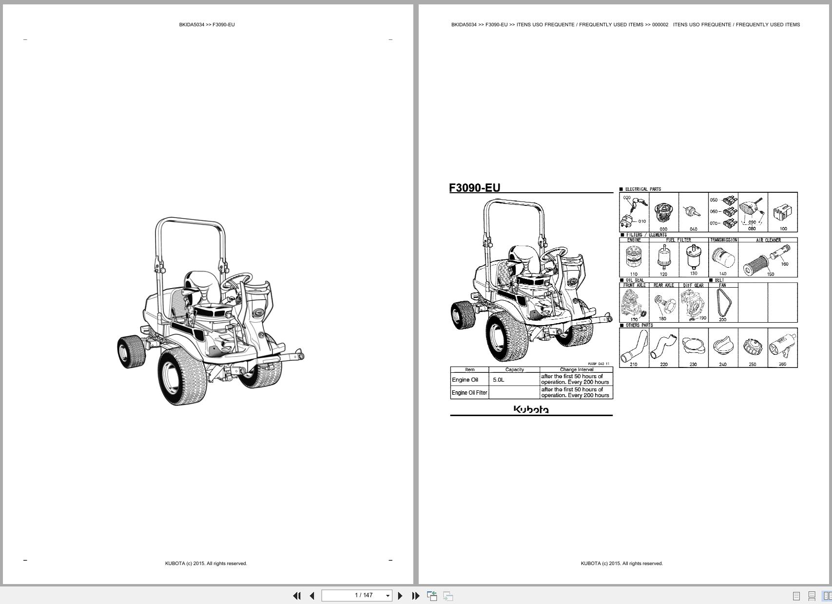 Kubota Front Mower F3090 EU Spare Parts Catalog EN PT (1)