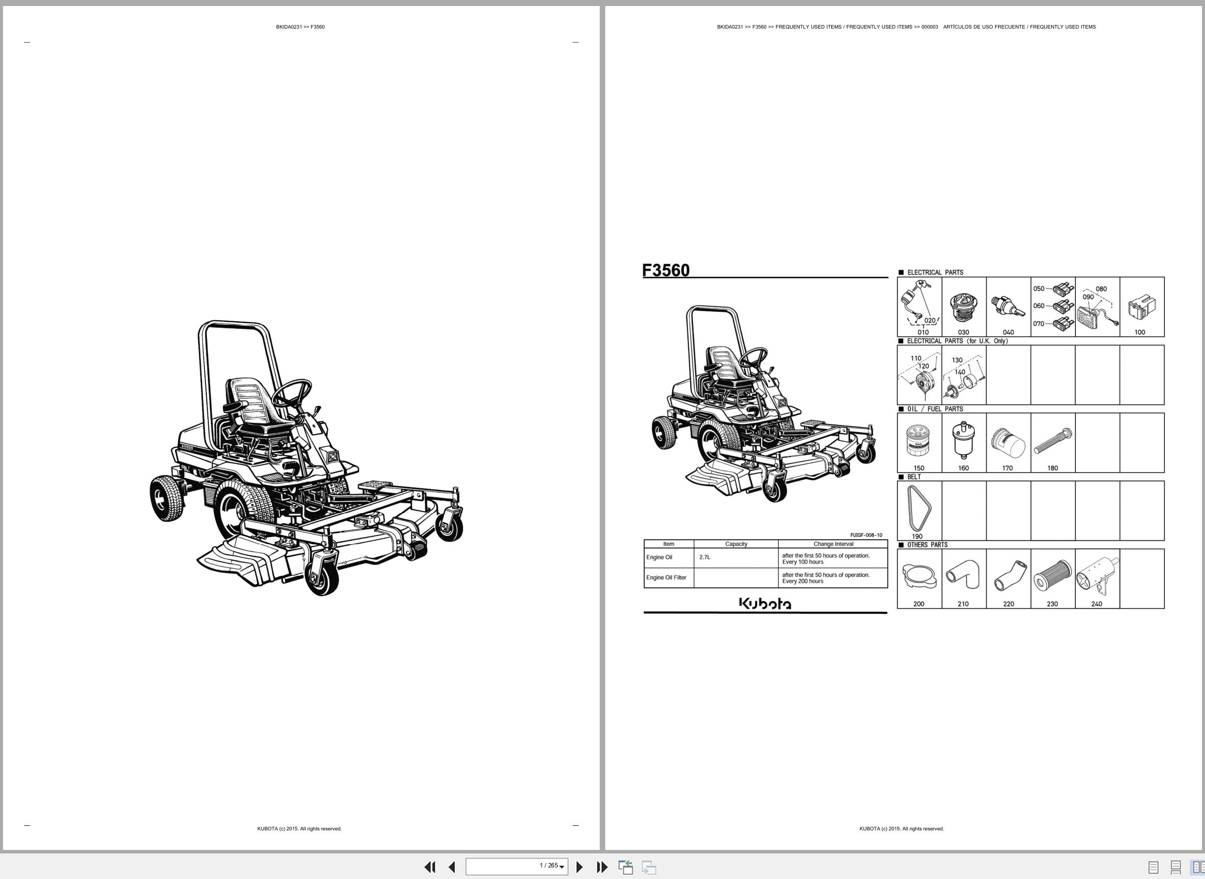 Kubota Front Mower F3560 Spare Parts Catalog EN ES (1)