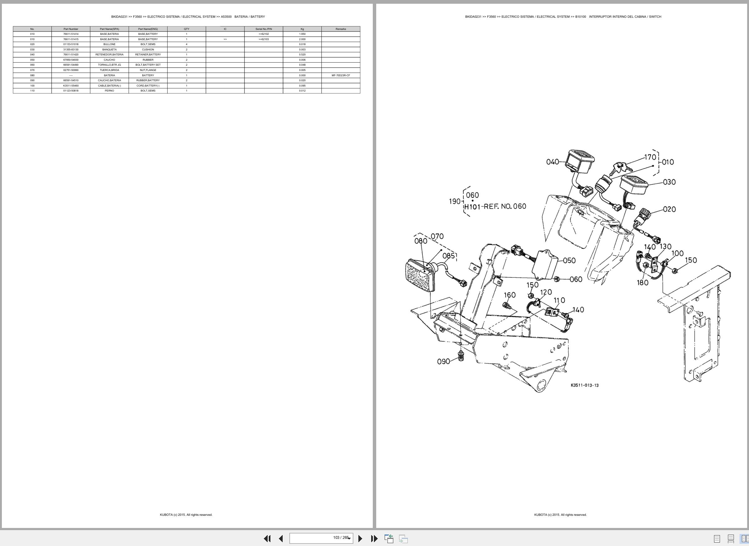 Kubota Front Mower F3560 Spare Parts Catalog EN ES (2)