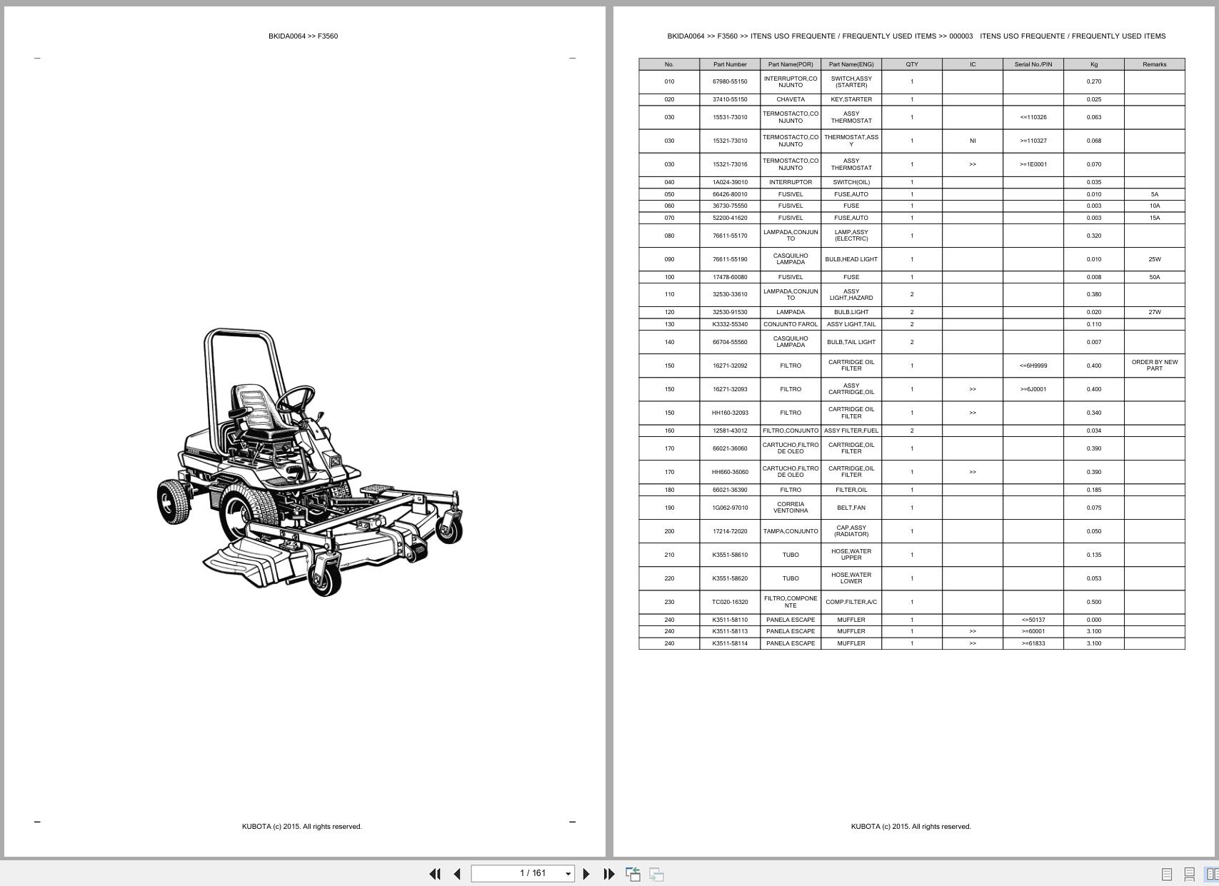 Kubota Front Mower F3560 Spare Parts Catalog EN PT (1)