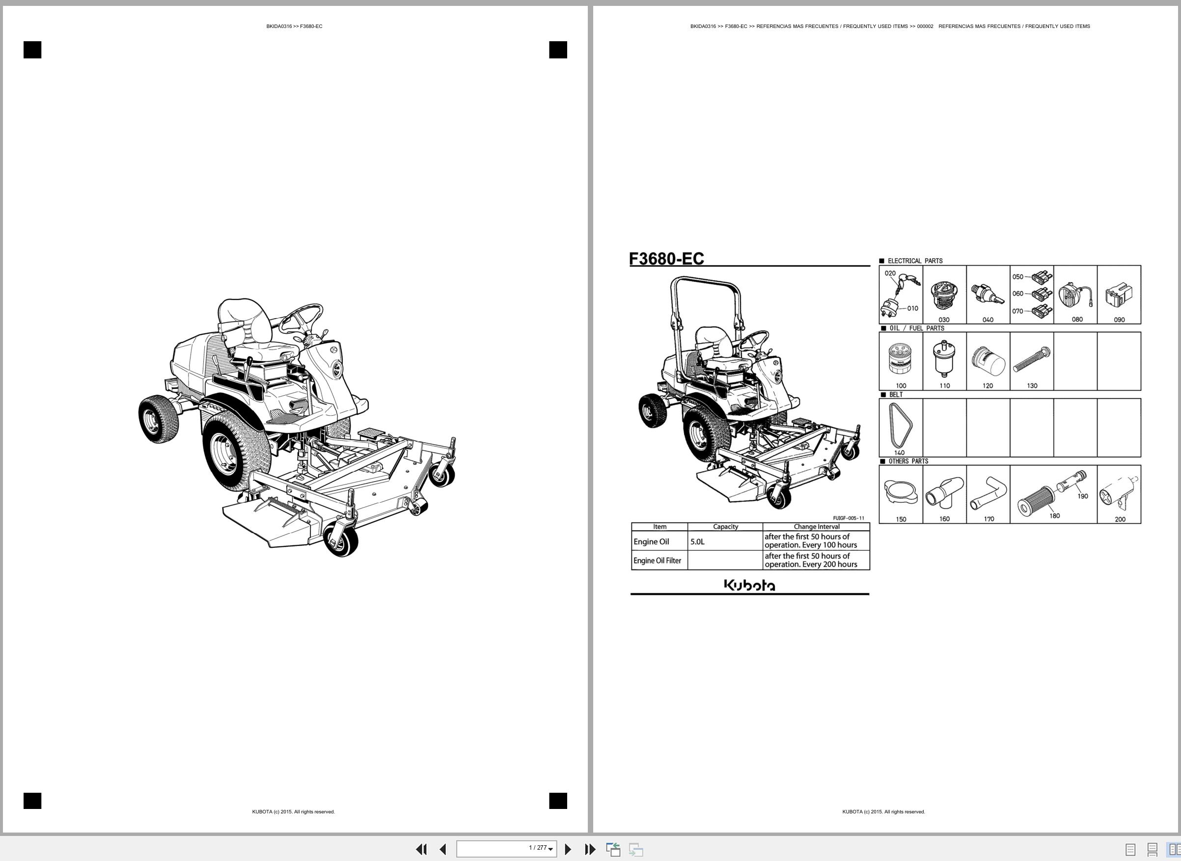 Kubota Front Mower F3680 EC Spare Parts Catalog EN ES (1)