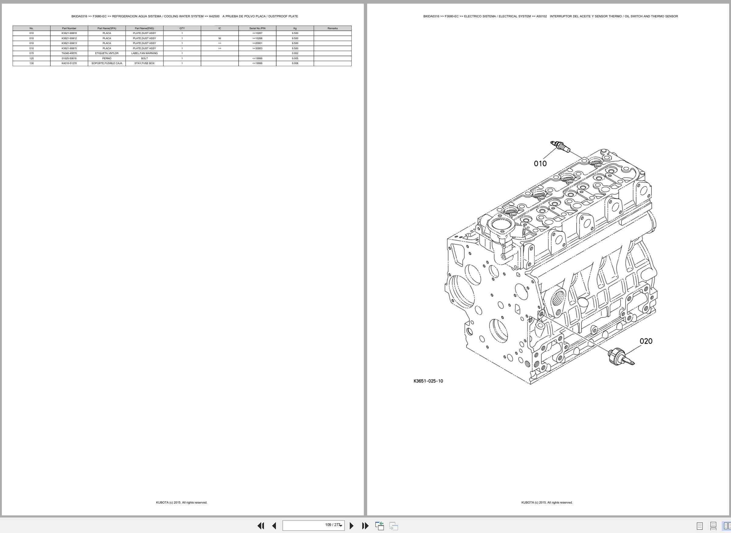 Kubota Front Mower F3680 EC Spare Parts Catalog EN ES (2)
