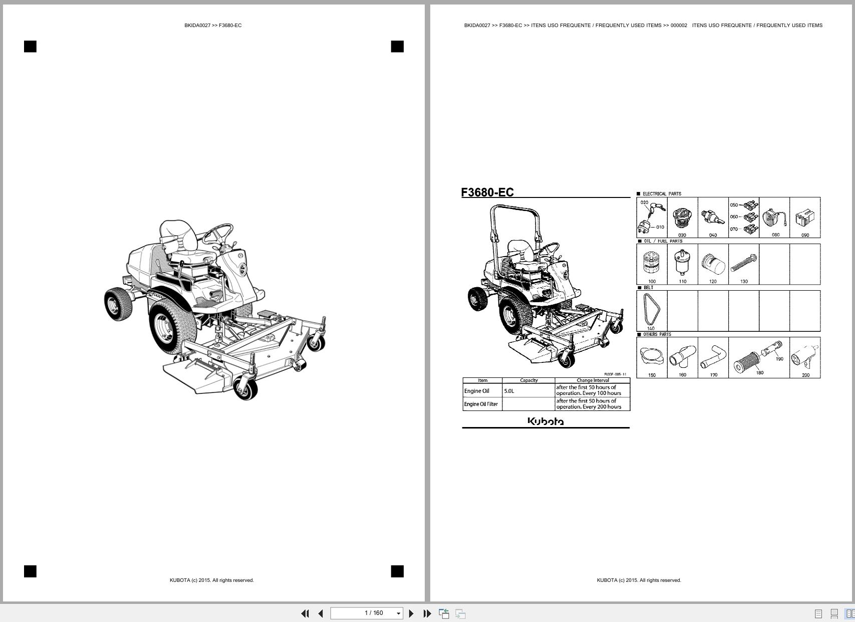 Kubota Front Mower F3680 EC Spare Parts Catalog EN PT (1)