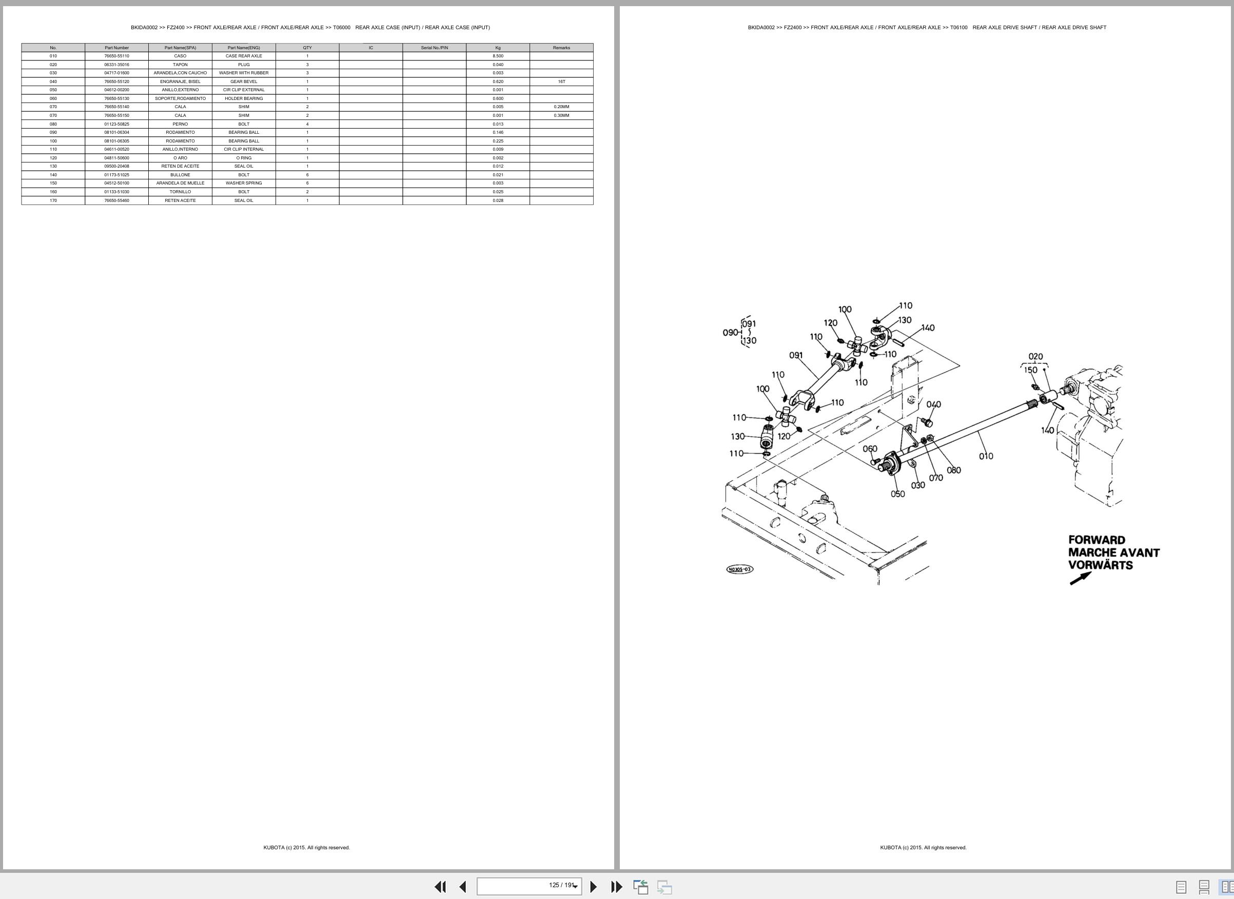 Kubota Front Mower FZ2400 Spare Parts Catalog EN ES (3)