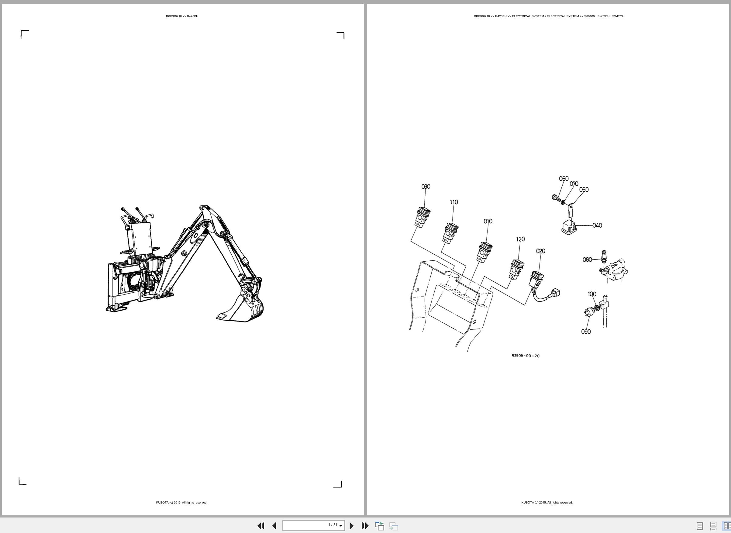 Kubota Frontloader R420BH Spare Parts Catalog EN ES (1)