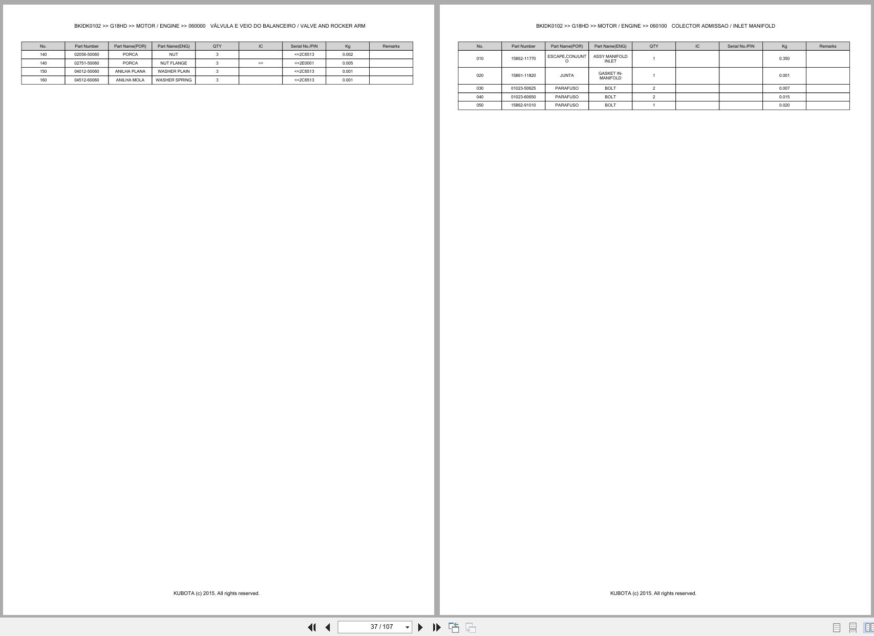 Kubota Garden Tractor G18HD Spare Parts Catalog EN PT (2)