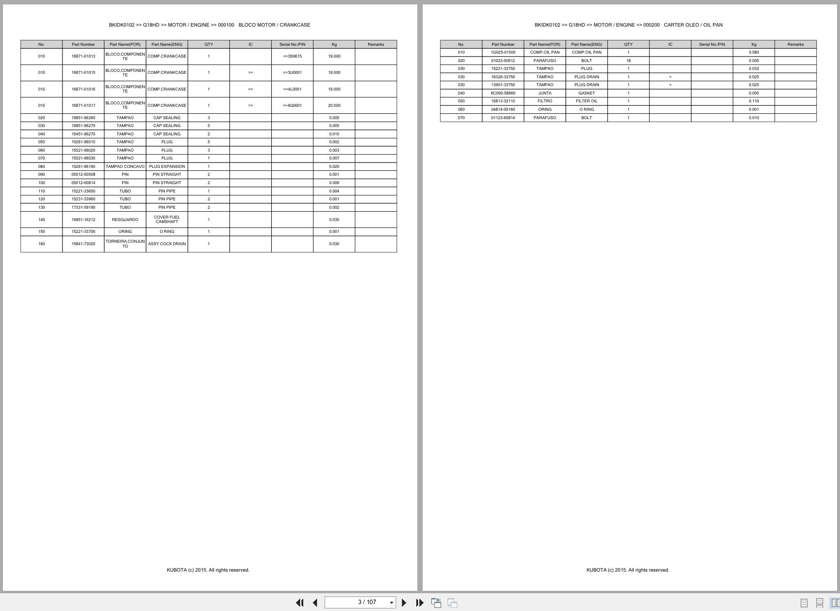 Kubota Garden Tractor G18HD Spare Parts Catalog EN PT (3)