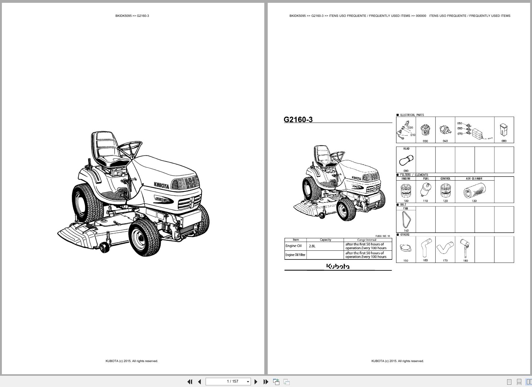 Kubota Garden Tractor G2160 3 Spare Parts Catalog EN PT (1)