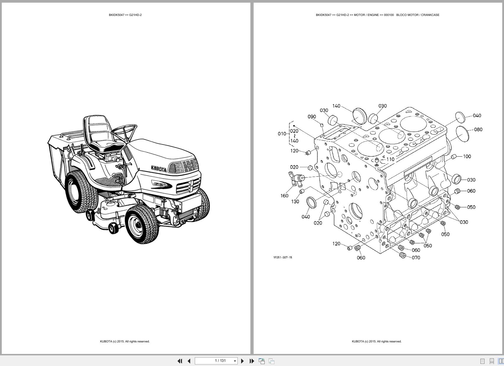 Kubota Garden Tractor G21HD 2 Spare Parts Catalog EN PT (1)
