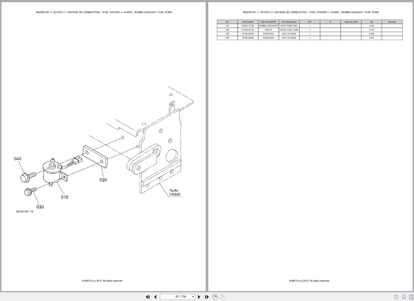 Kubota Garden Tractor G21HD 3 Spare Parts Catalog EN PT (2)