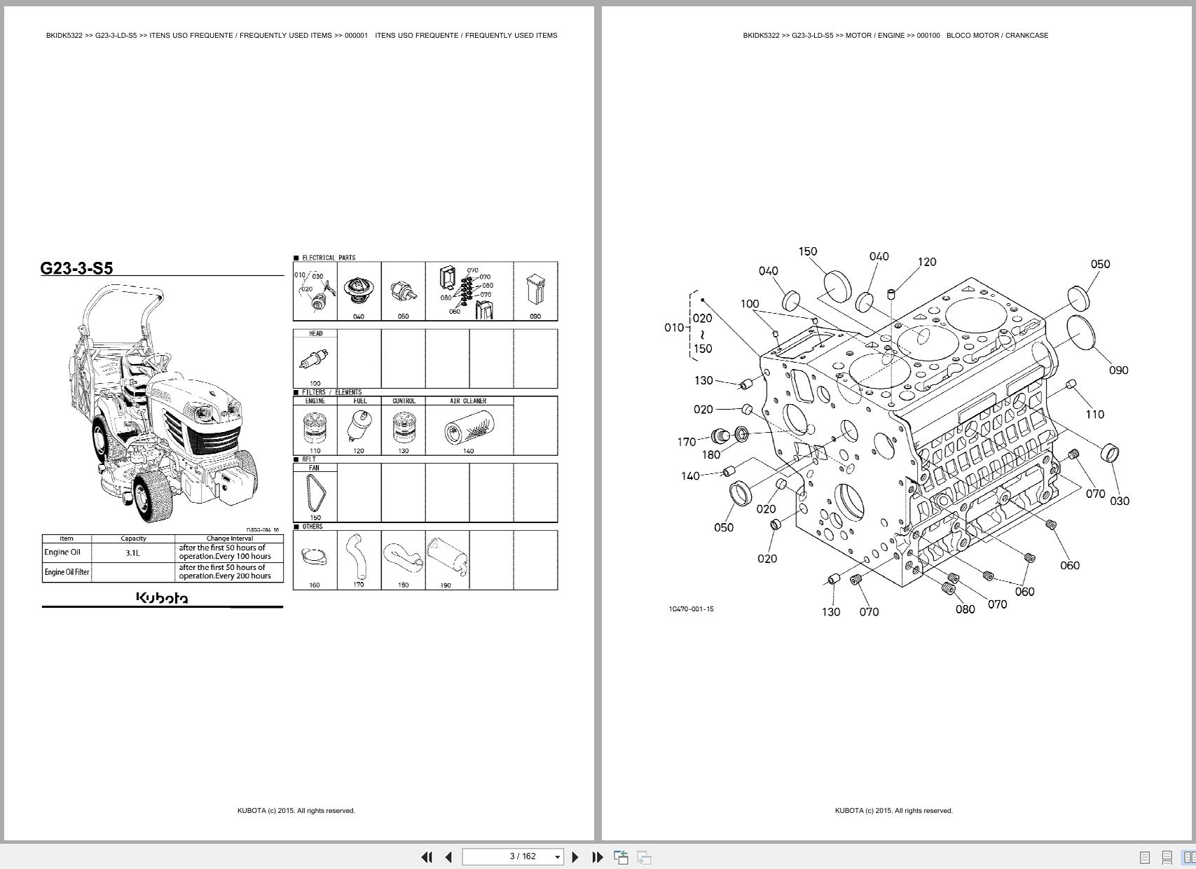 Kubota Garden Tractor G23 3 LD S5 Spare Parts Catalog EN PT (3)