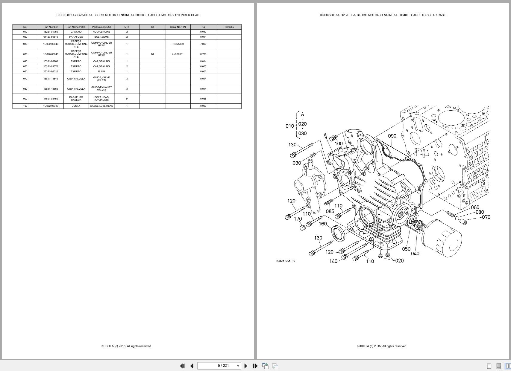 Kubota Garden Tractor G23 HD Spare Parts Catalog EN PT (3)