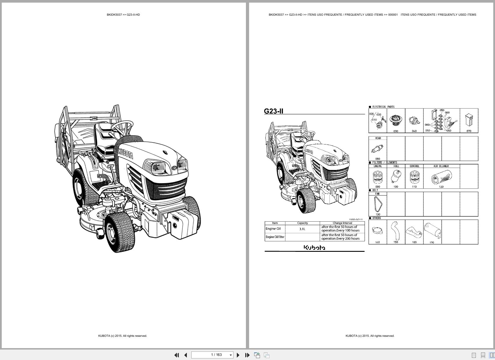 Kubota Garden Tractor G23 II HD Spare Parts Catalog EN PT (1)