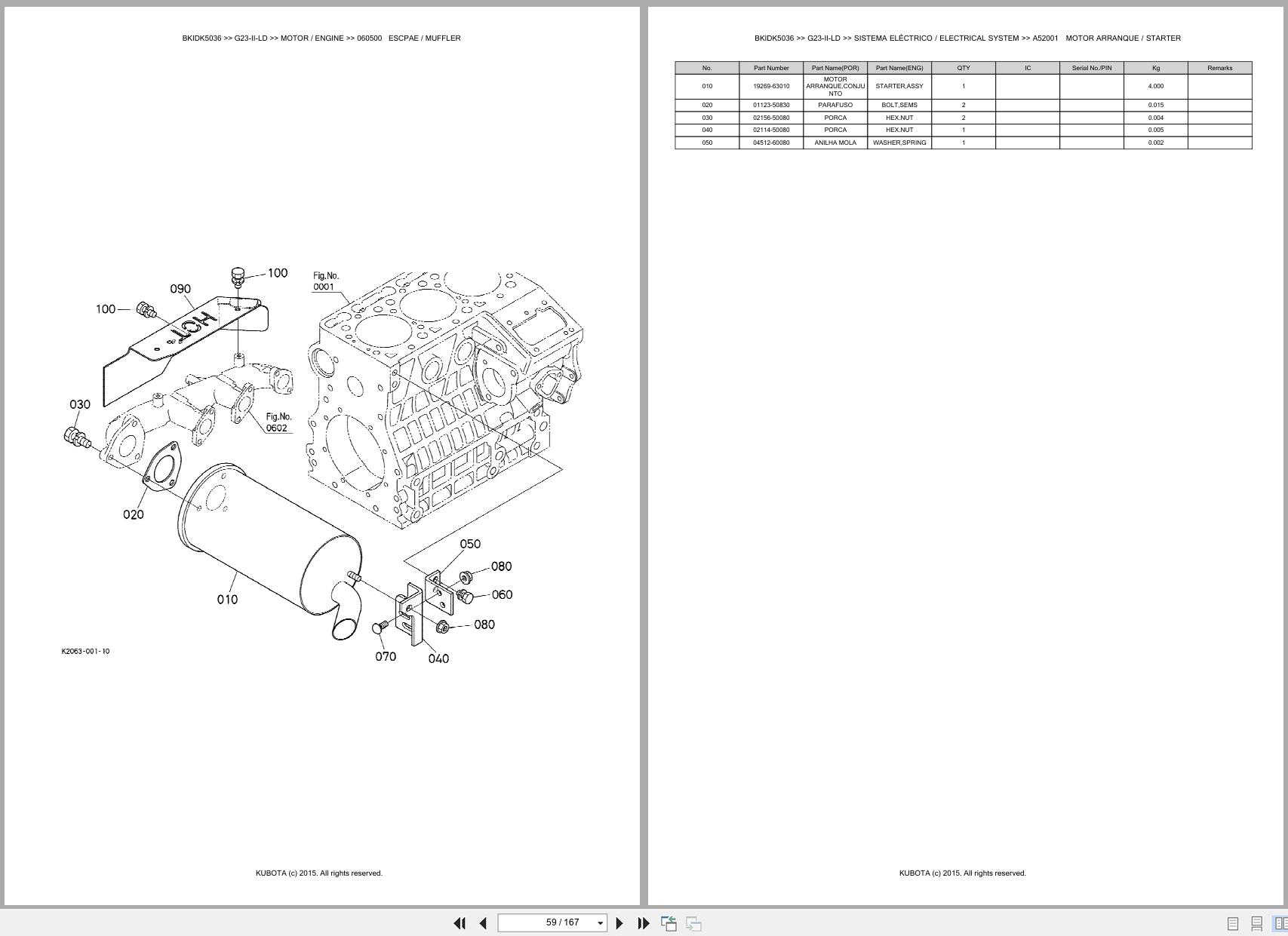 Kubota Garden Tractor G23 II LD Spare Parts Catalog EN PT (2)