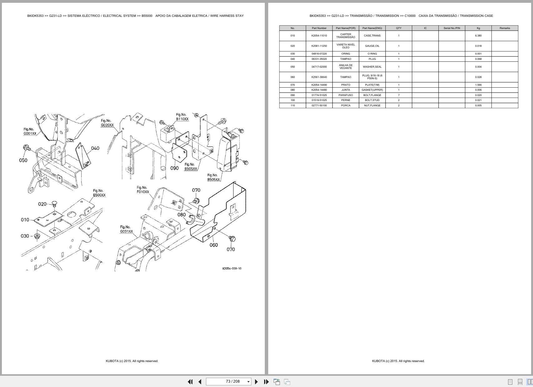 Kubota Garden Tractor G231 LD Spare Parts Catalog EN PT (2)