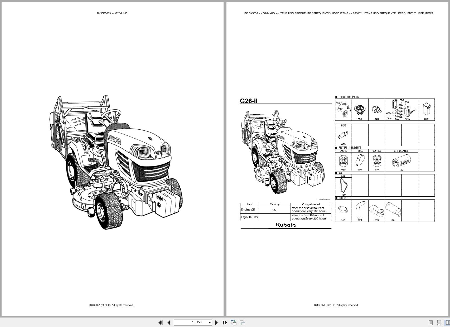 Kubota Garden Tractor G26 II HD Spare Parts Catalog EN PT (1)
