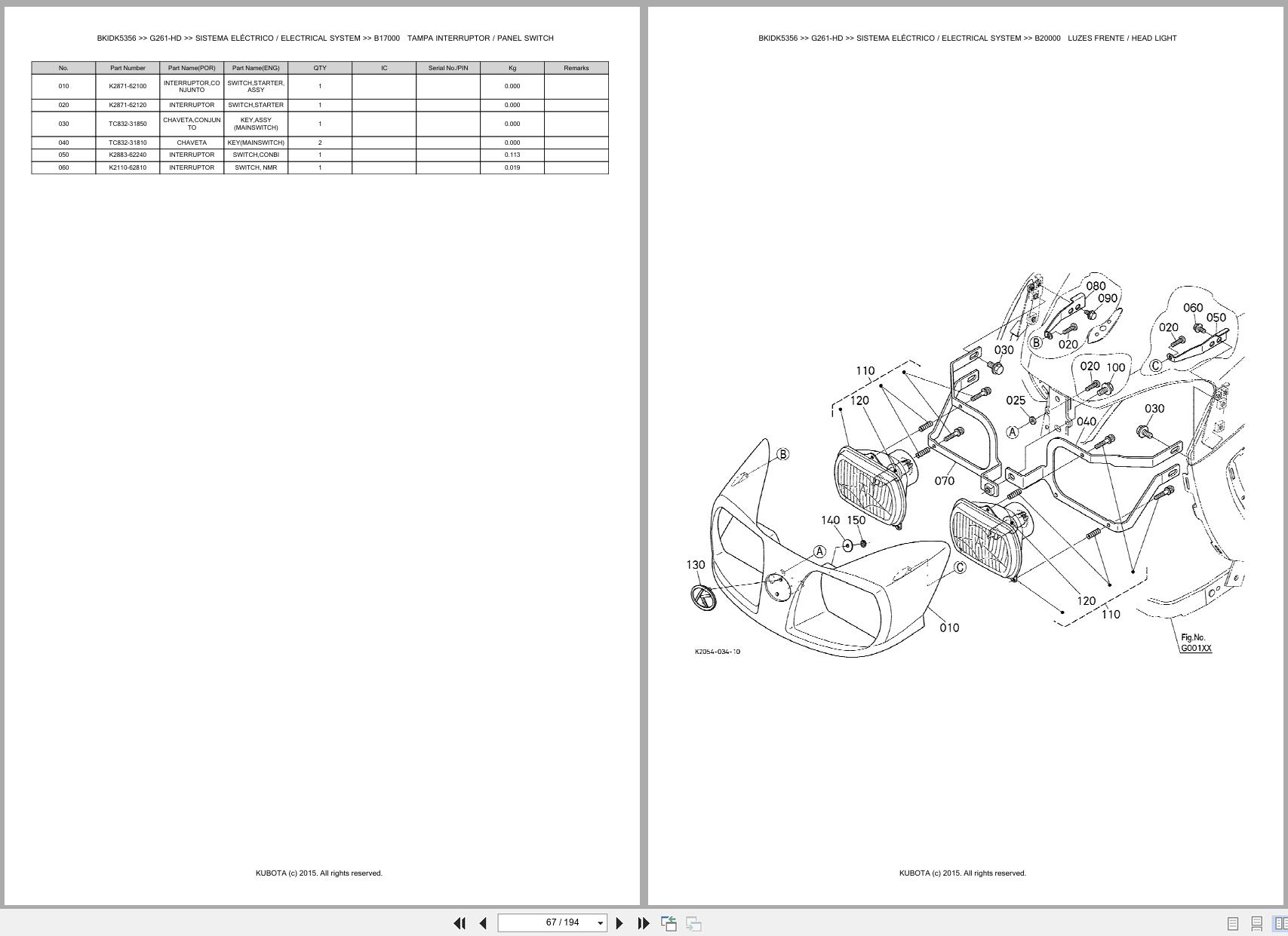 Kubota Garden Tractor G261 HD Spare Parts Catalog EN PT (2)